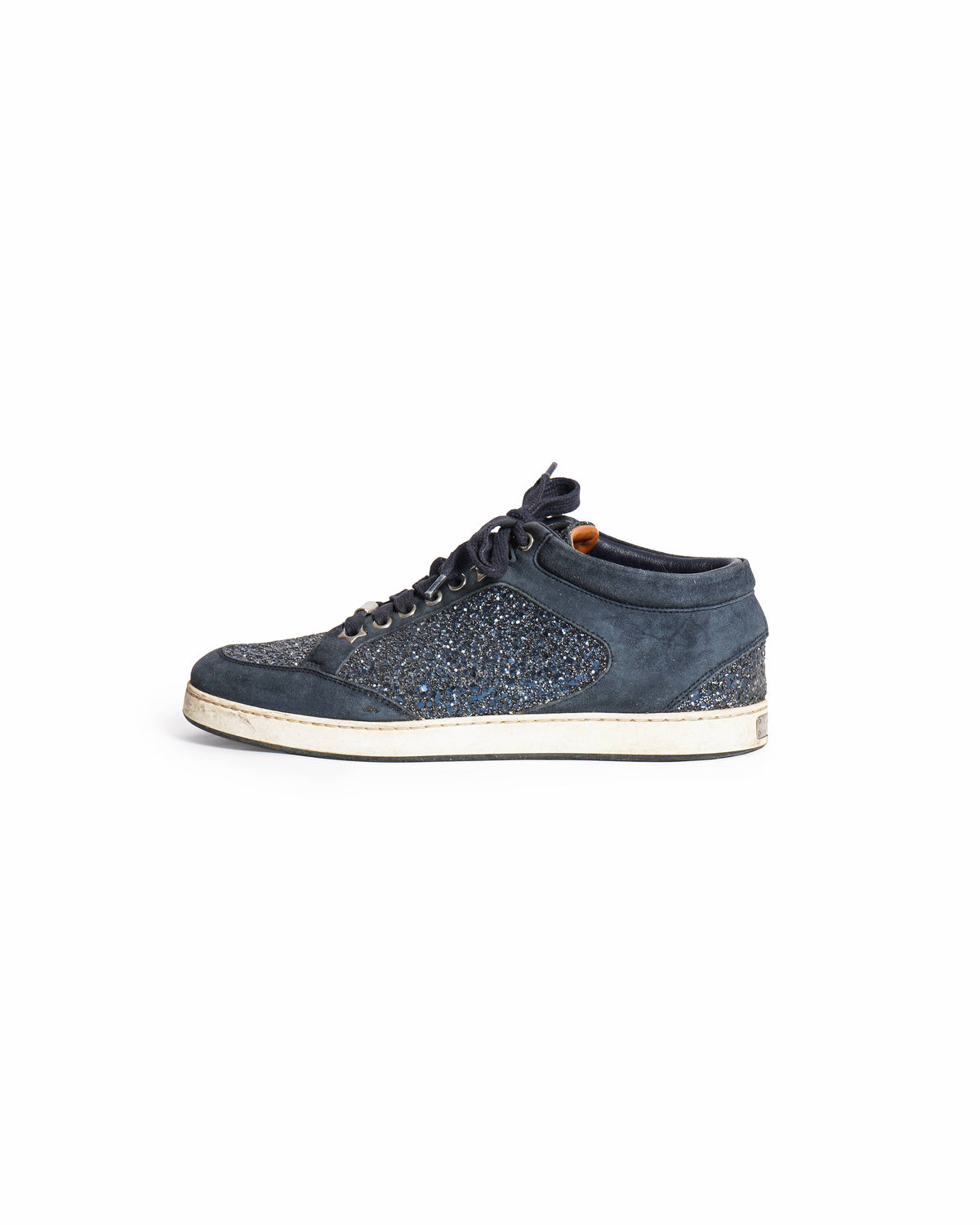 Jimmy Choo Glitter And Suede Miami Lace Up Sneakers
