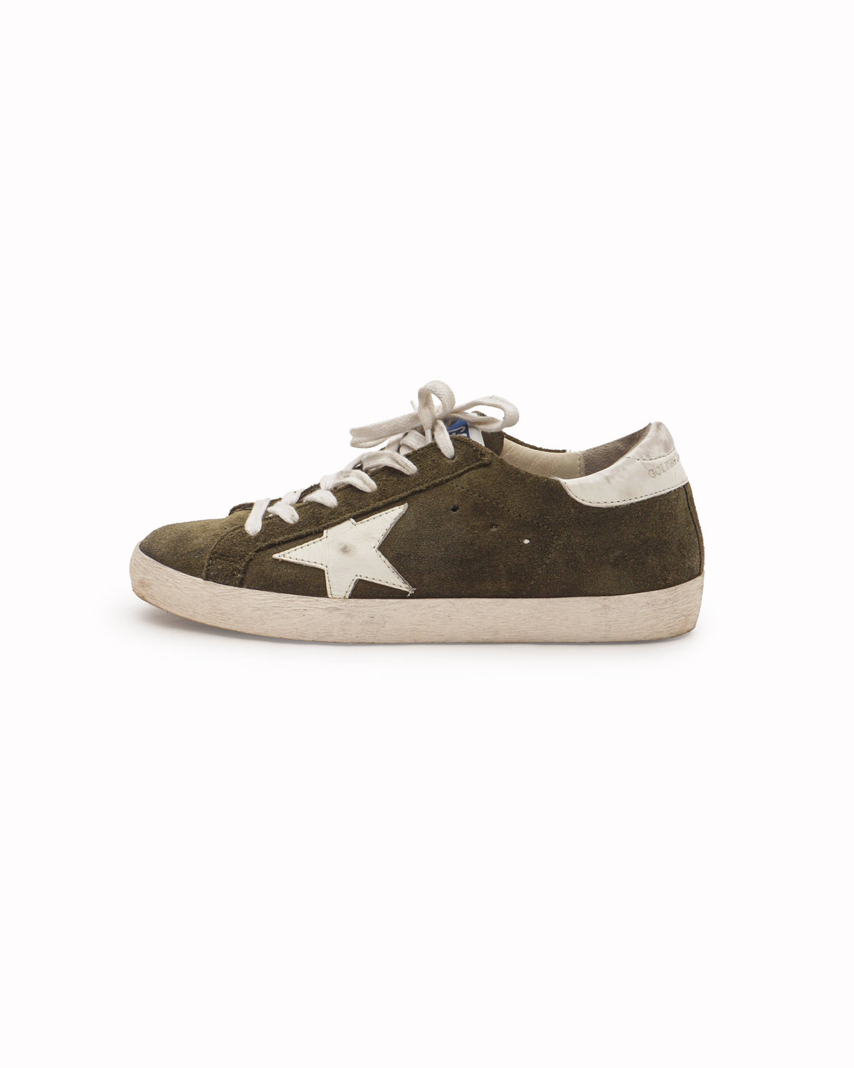 Golden Goose Olive Green Suede Super-Star Sneakers