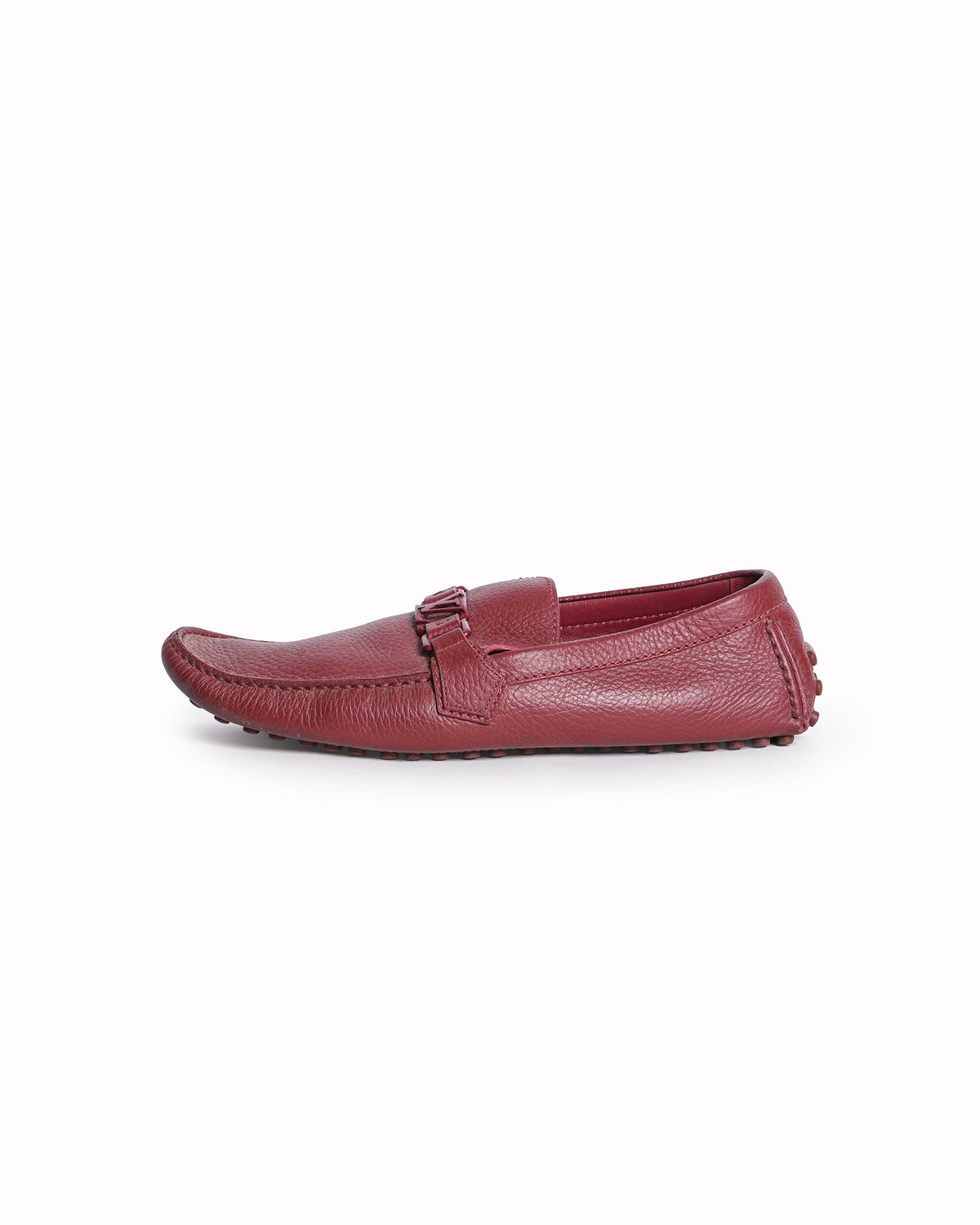 Louis Vuitton Men’s Hockenheim Moccasins in Red Pebbled Leather