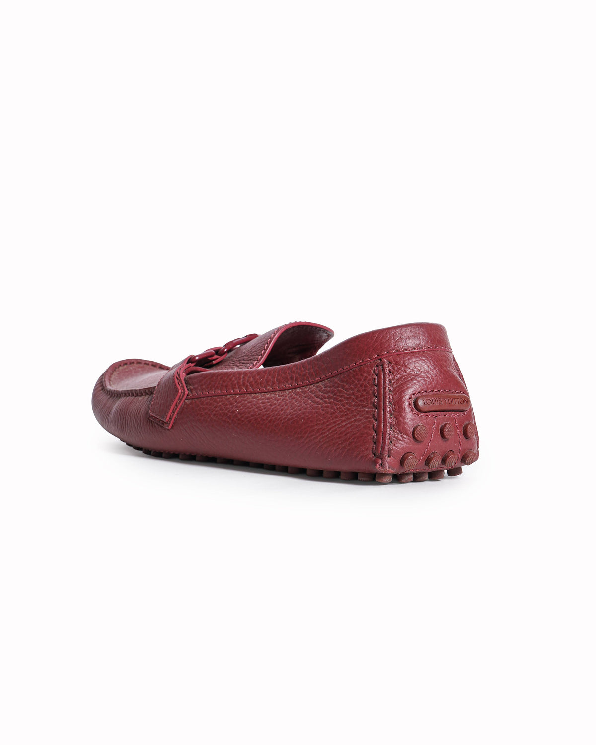 Louis Vuitton Men’s Hockenheim Moccasins in Red Pebbled Leather