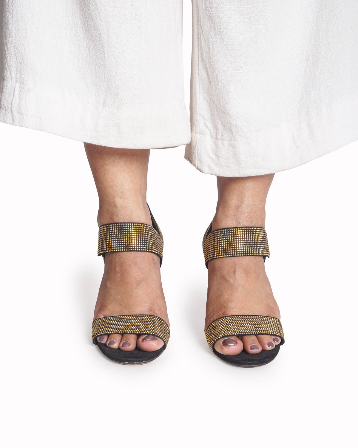 Christian Dior Black Suede Gold Studded Sandals