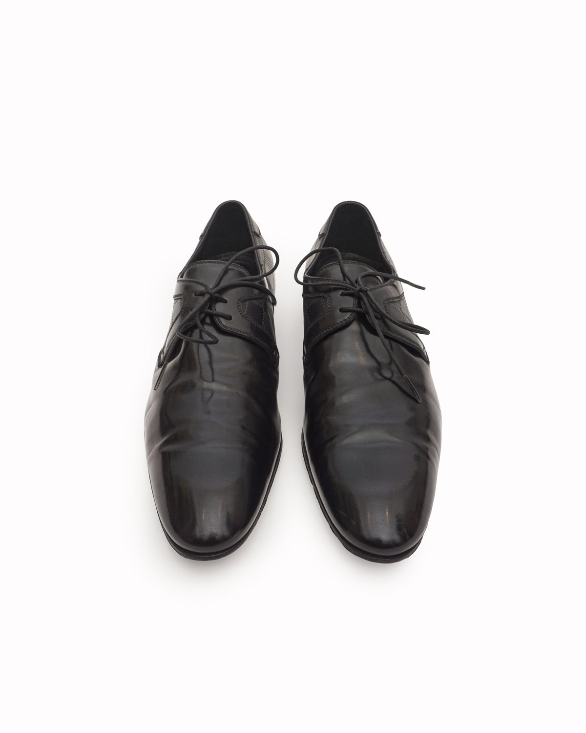 Louis Vuitton Damier Embossed Black Leather Derby Shoes