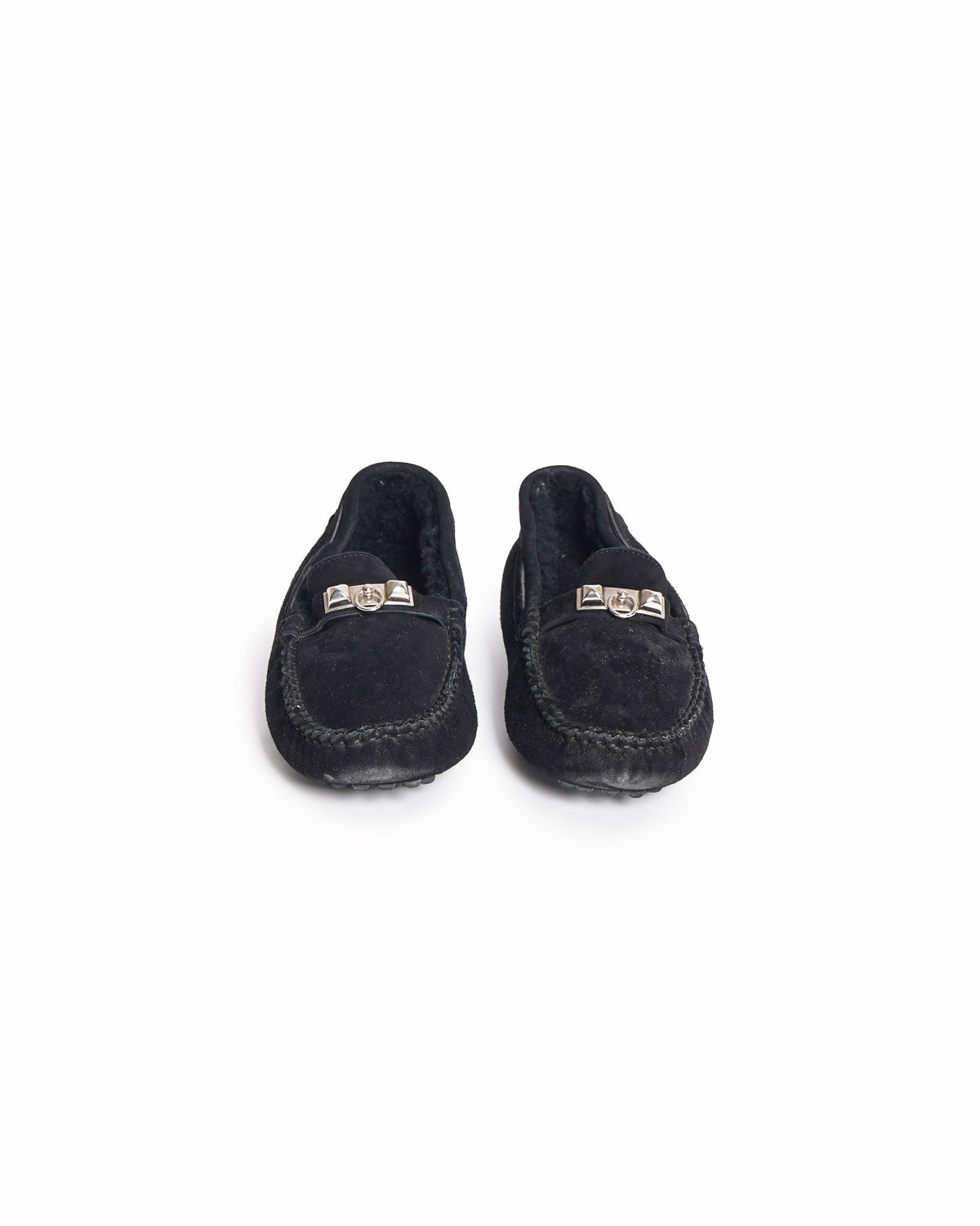 Hermès Black Suede Irving Loafers
