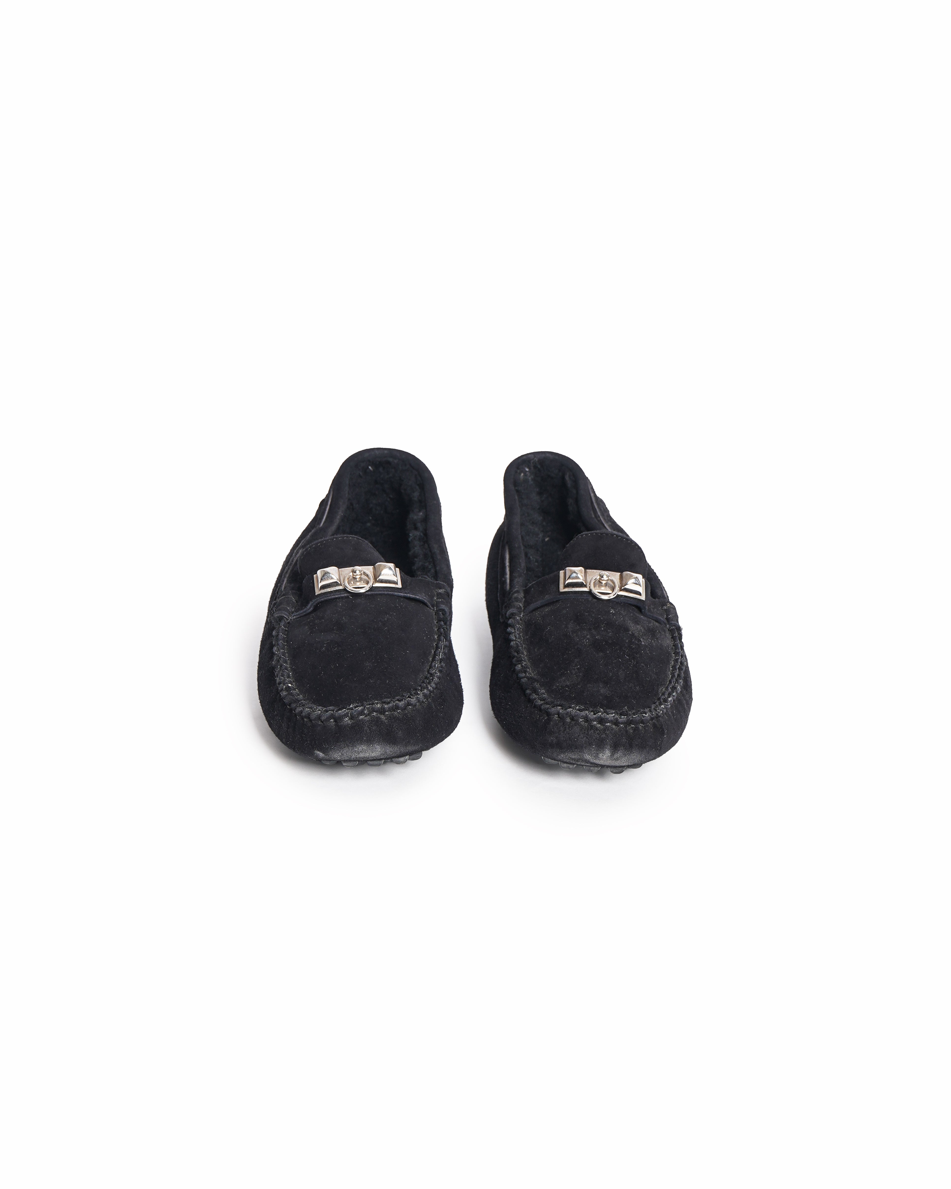 Hermès Black Suede Irving Loafers