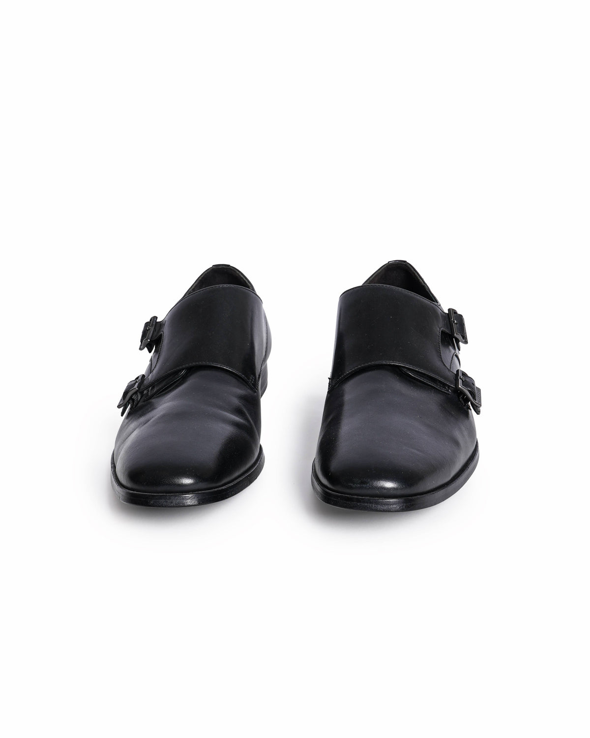 Hugo Boss Men's Black Leather Double Monk-Strap Shoes