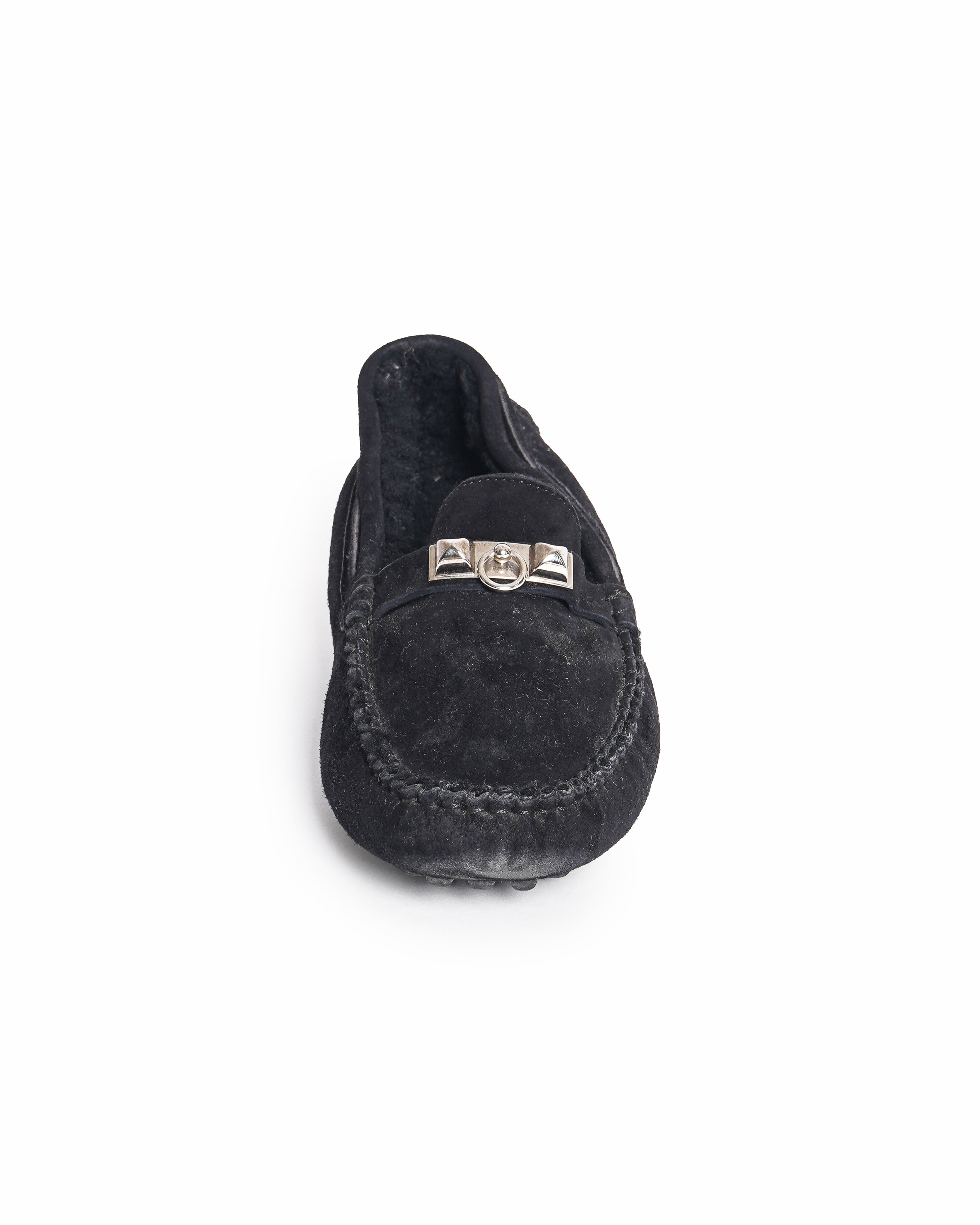 Hermès Black Suede Irving Loafers