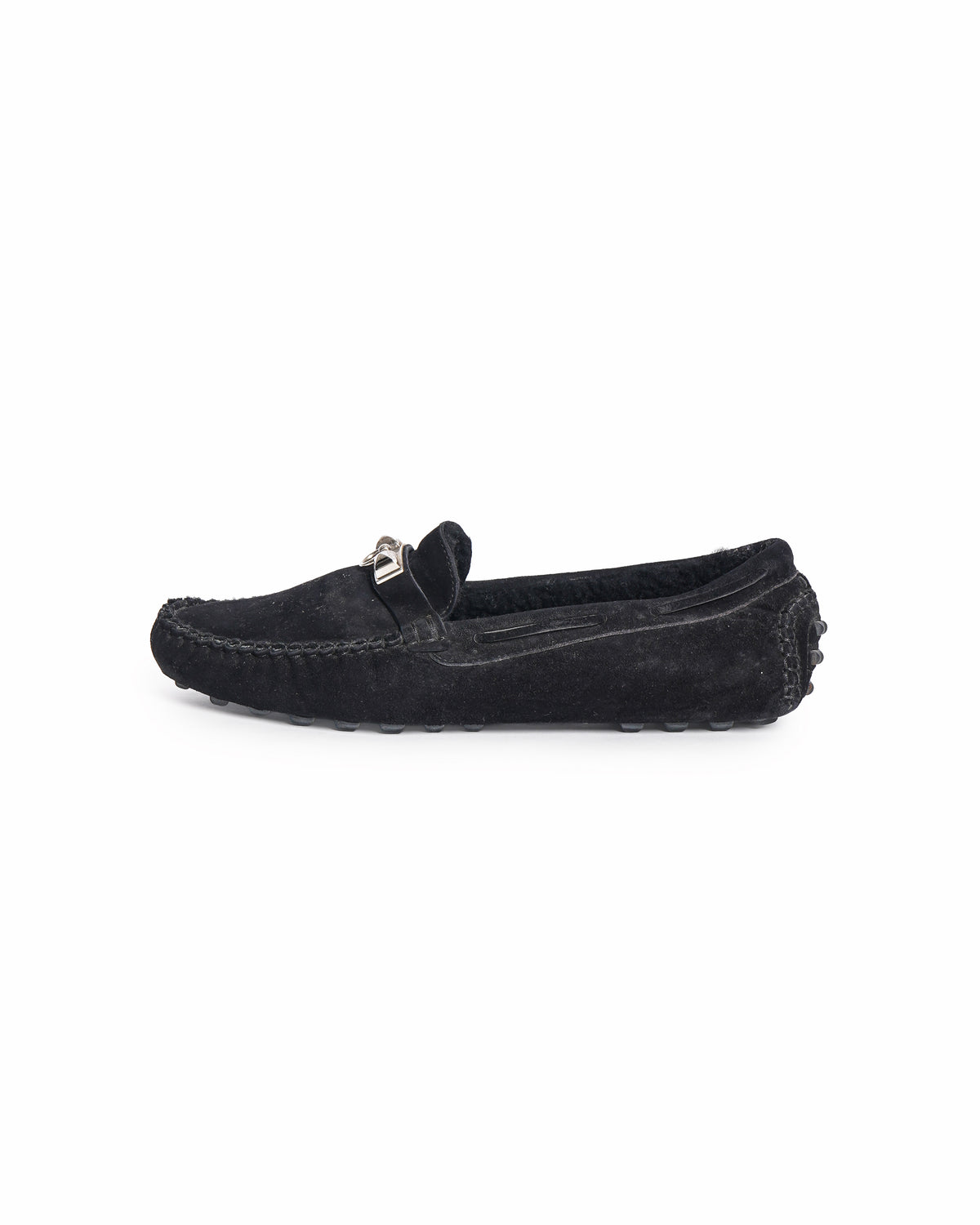 Hermès Black Suede Irving Loafers