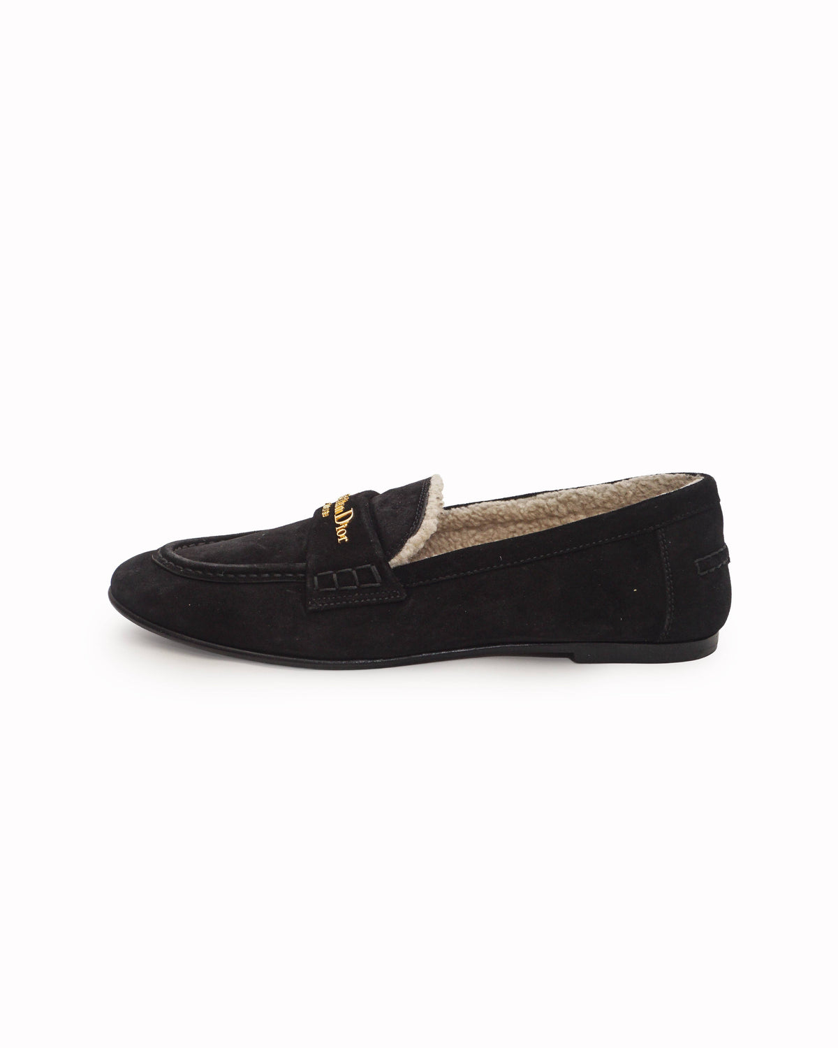 Christian Dior Granville Black Suede Shearling Loafers