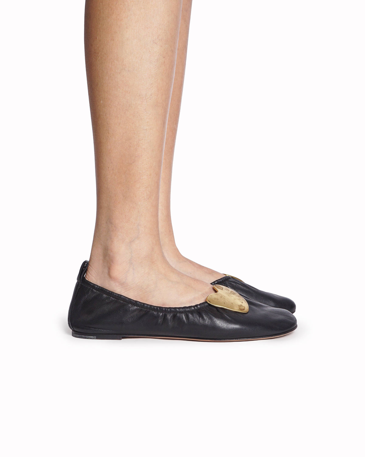 Celine by Phoebe Philo Black Leather Heart Plate Ballerina Flats