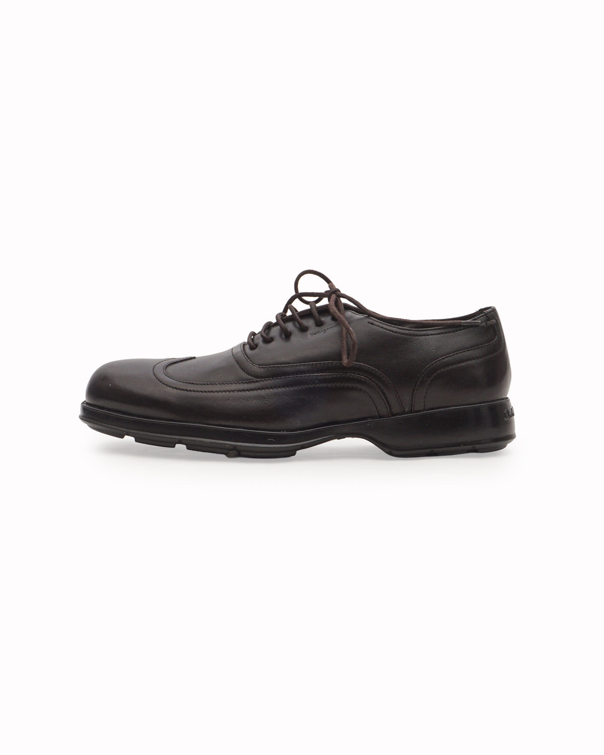 Salvatore Ferragamo Dark Brown Leather Wingtip Oxford Shoes