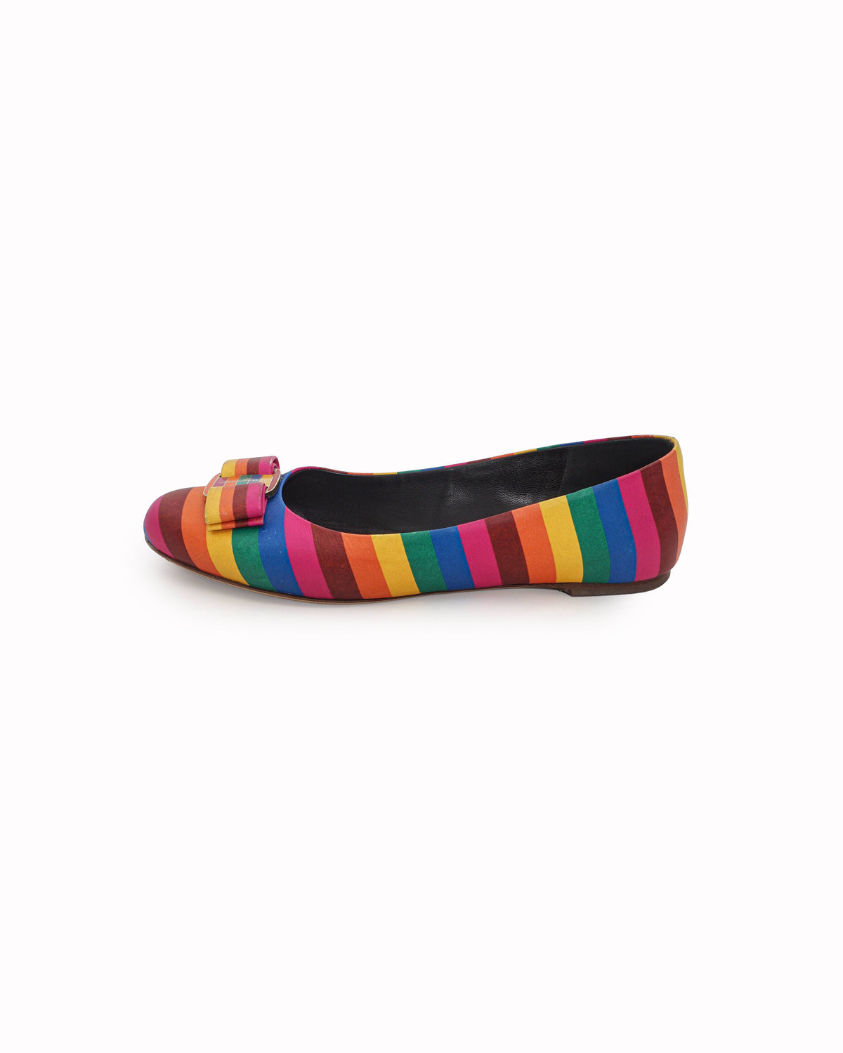 Salvatore Ferragamo Rainbow Stripe Varina Ballet Flats