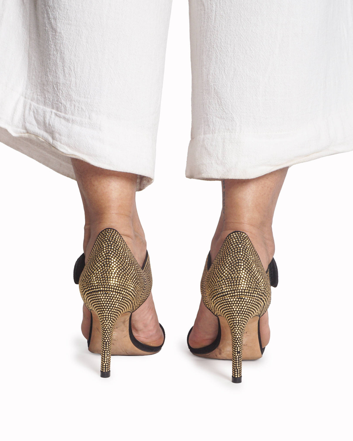 Christian Dior Black Suede Gold Studded Sandals
