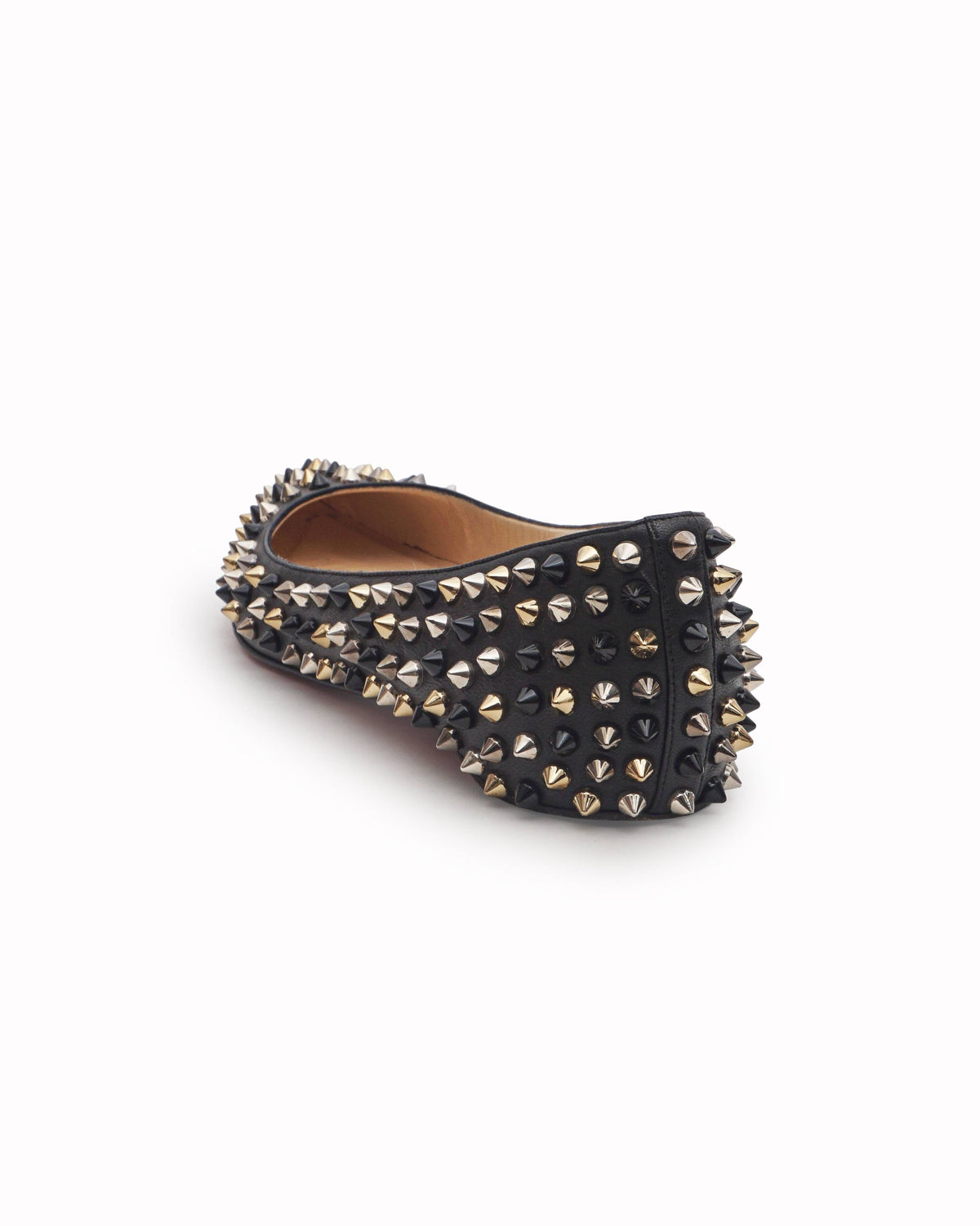 Christian Louboutin Black Nappa Multi-Tone Spikes Pigalle Flats