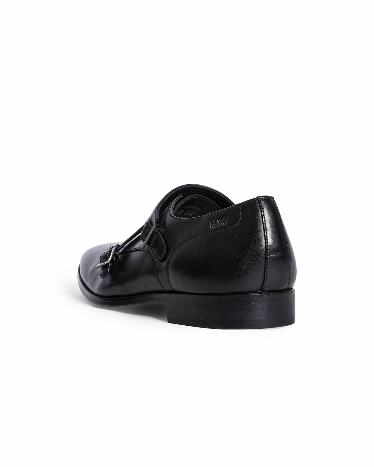 Hugo Boss Men's Black Leather Double Monk-Strap Shoes