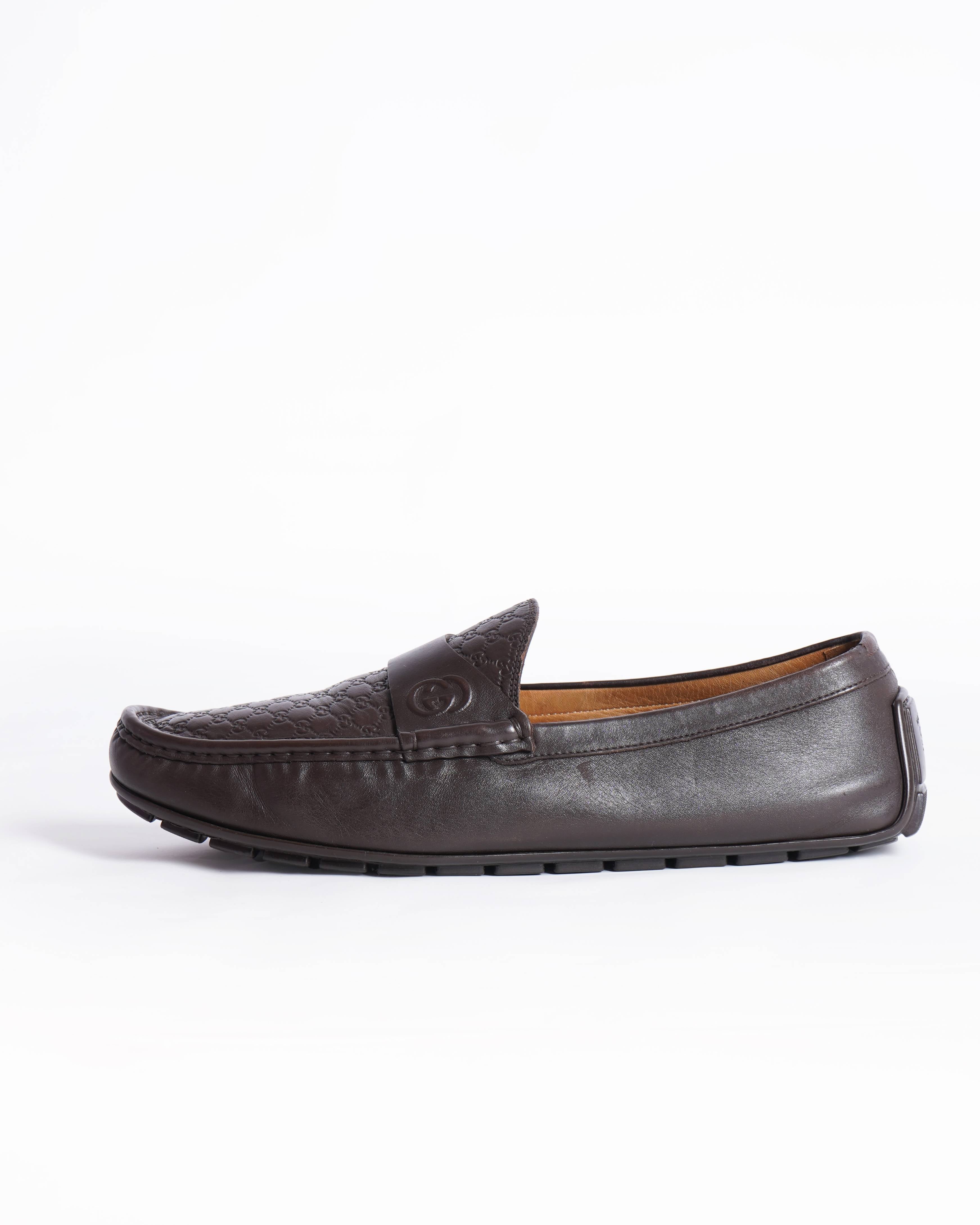 Gucci Brown leather guccissima loafers