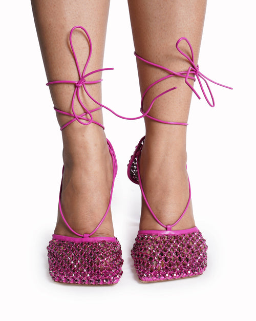 Bottega Veneta Pink Stretch Beaded Heels