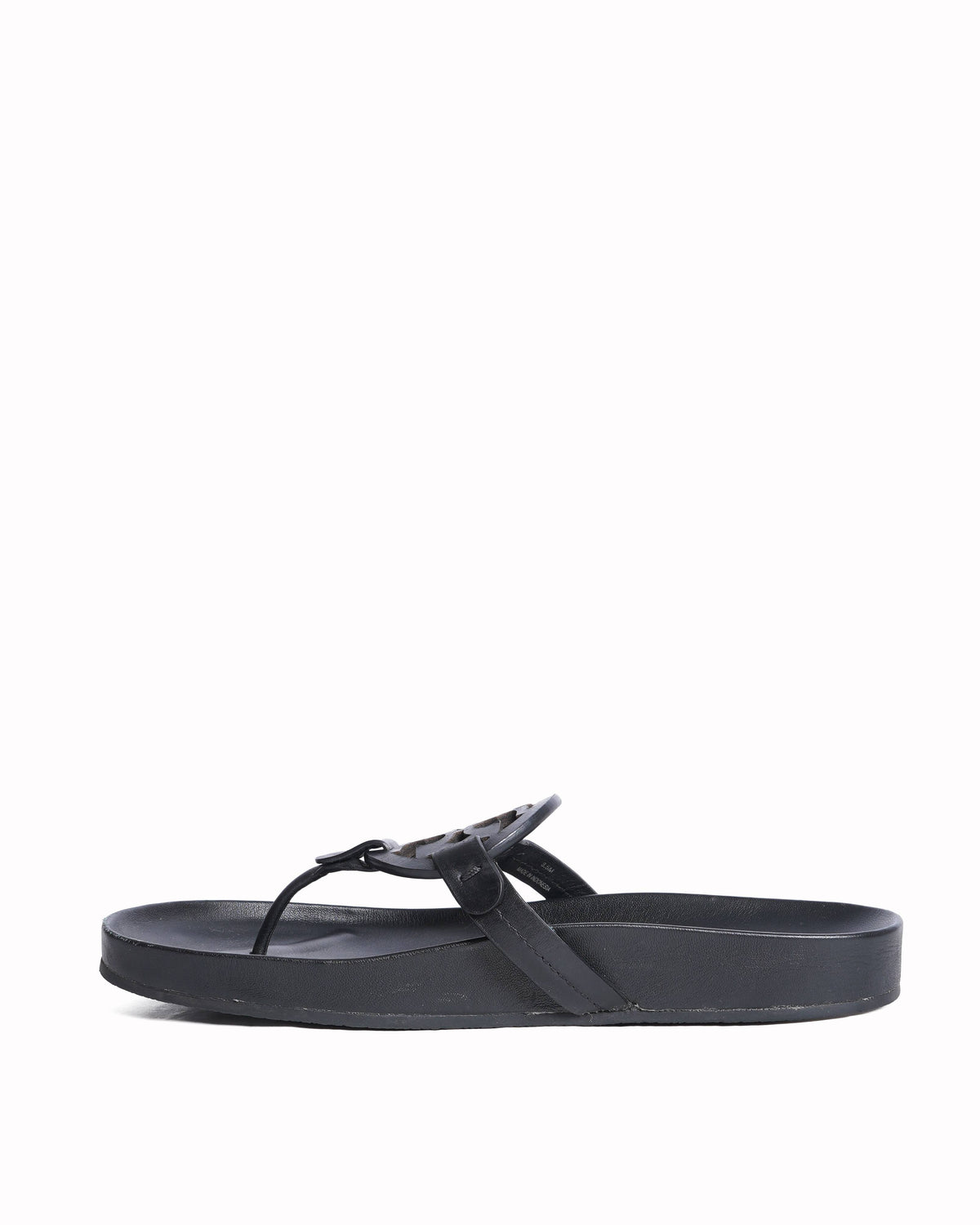 New Tory Burch Miller Cloud Calf Leather Flats In Black