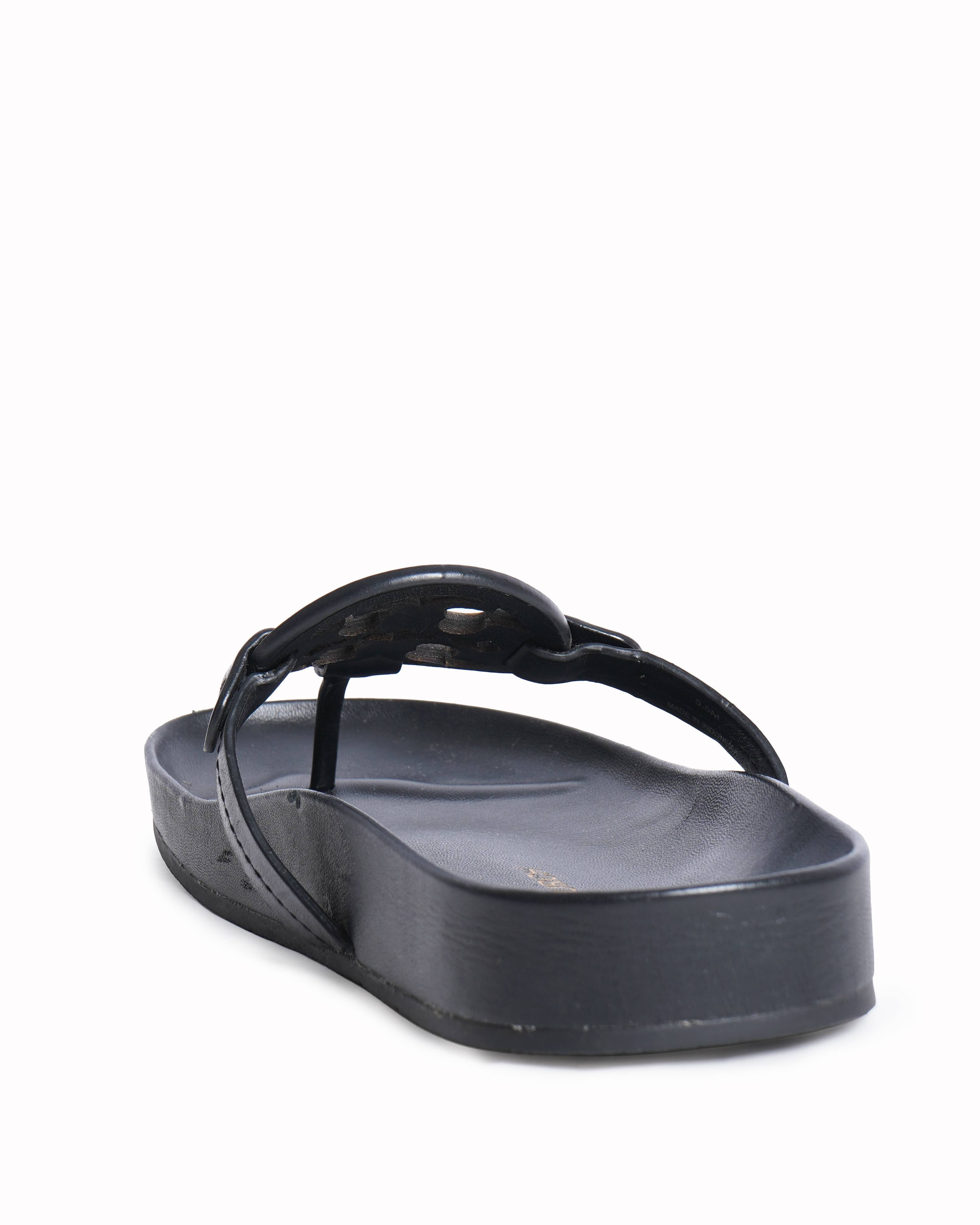 New Tory Burch Miller Cloud Calf Leather Flats In Black