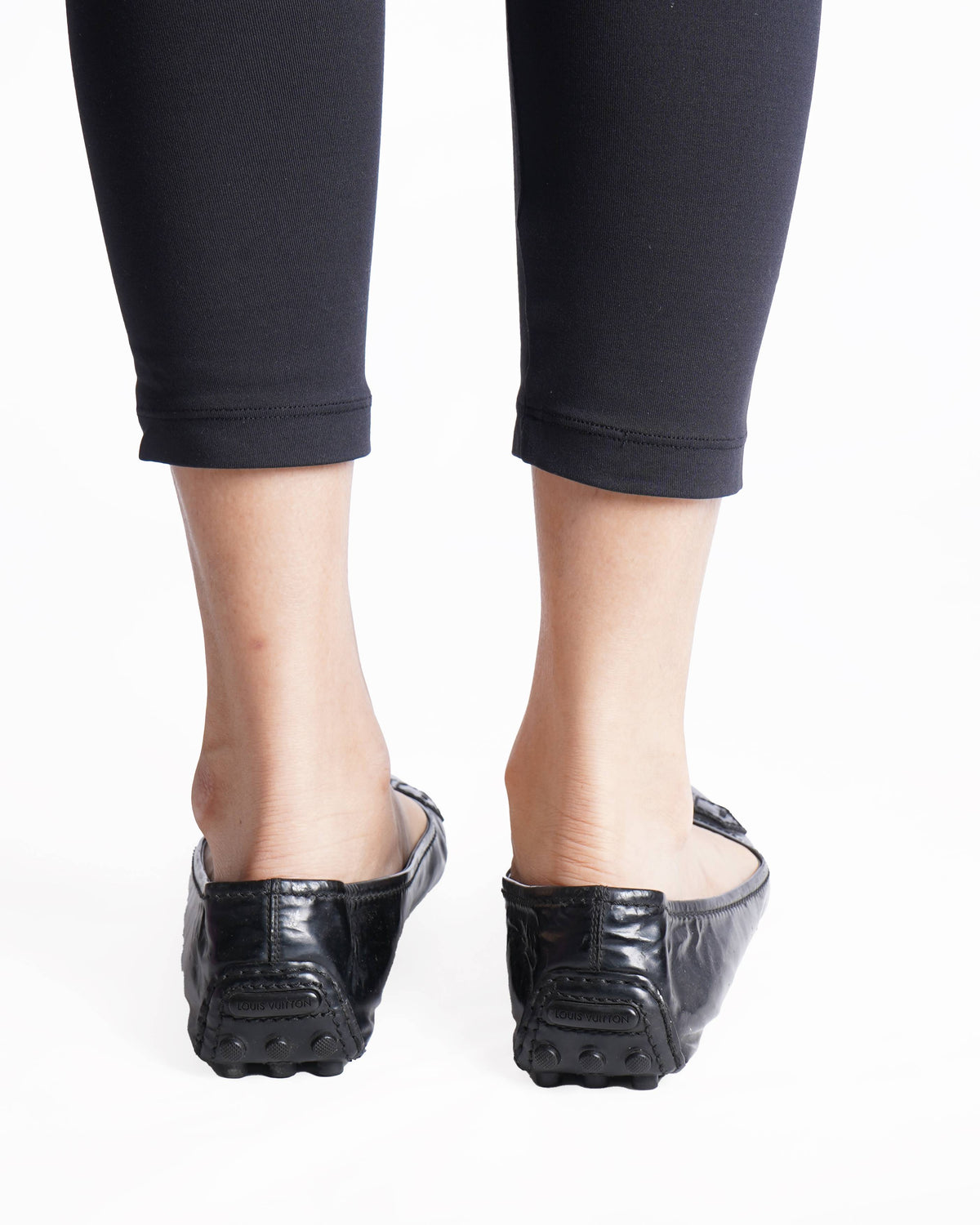 Louis Vuitton 
Black Patent Leather Oxford Ballet Flats