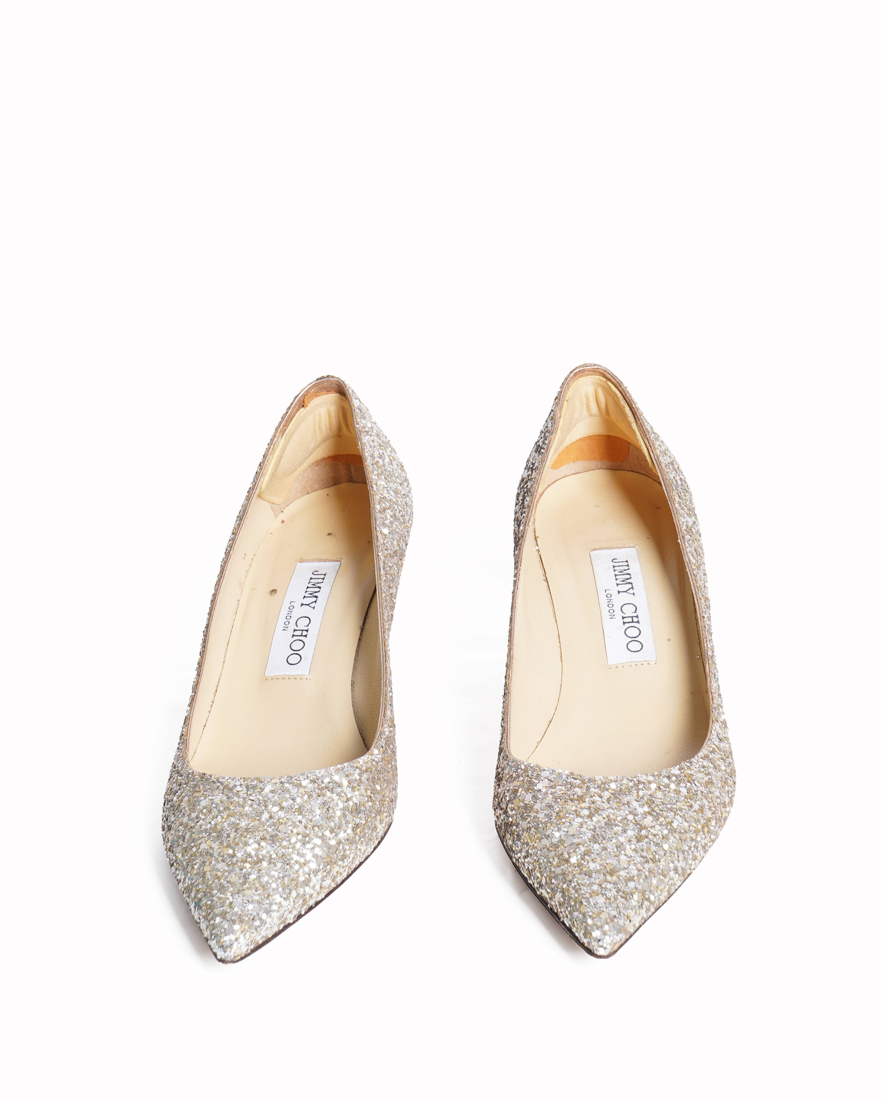 Jimmy Choo 
Romy glitter heels