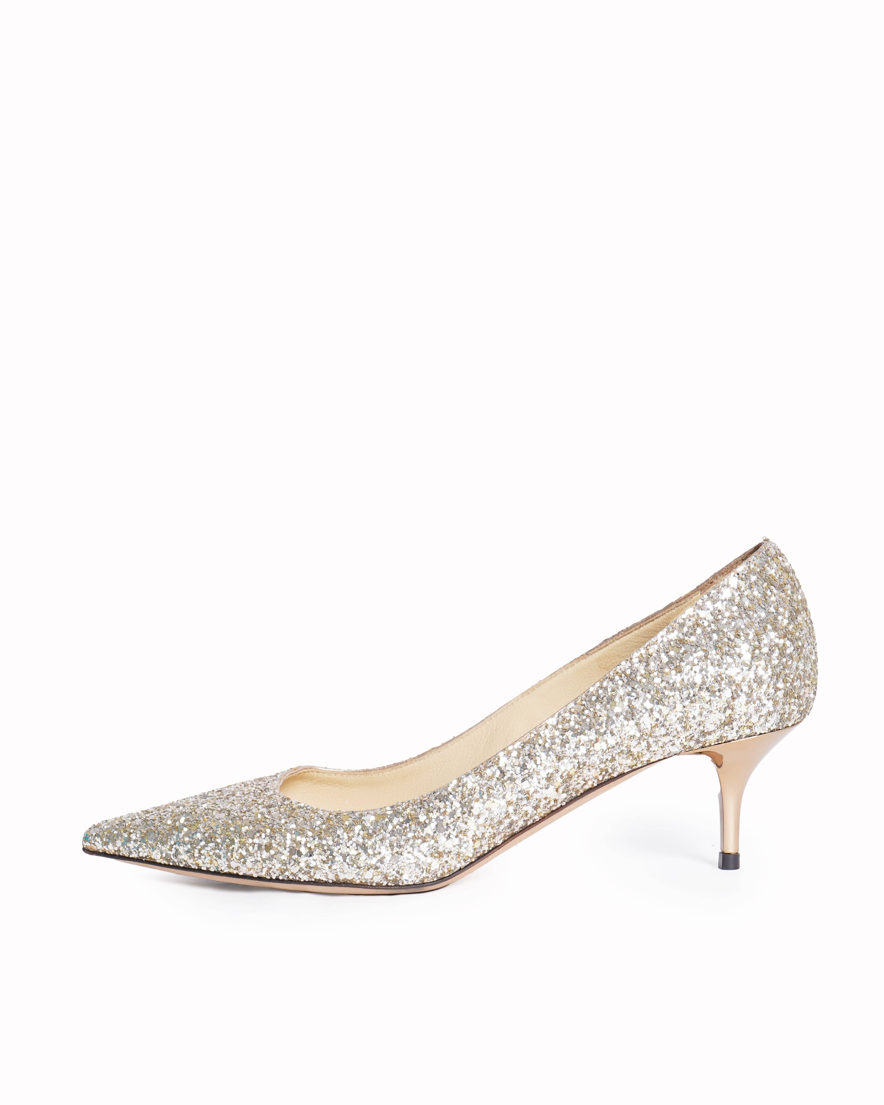 Jimmy Choo 
Romy glitter heels