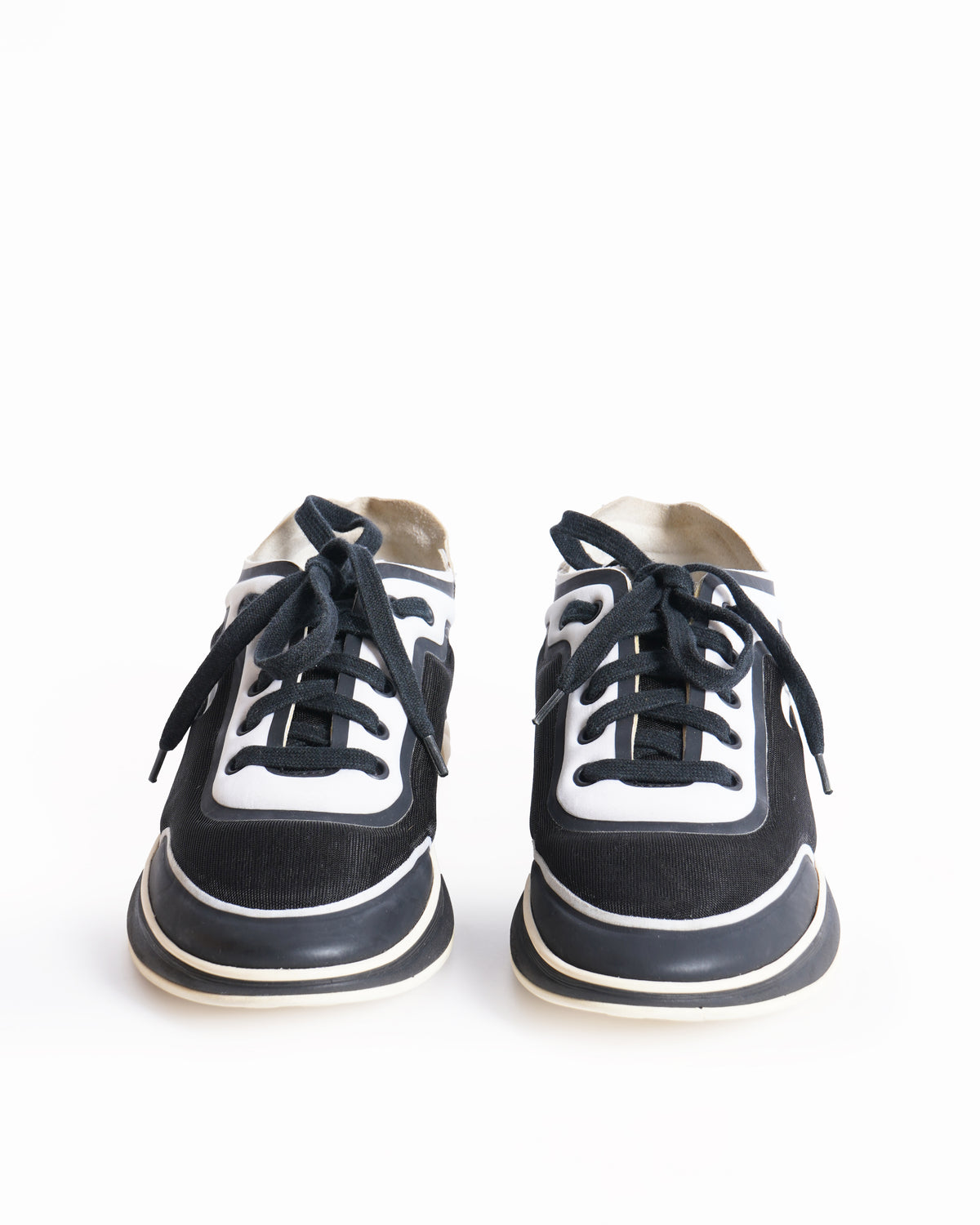 Chanel black and white low top sneakers