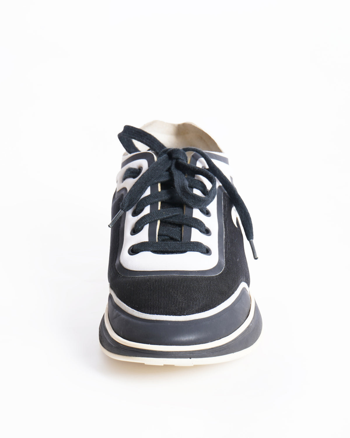 Chanel black and white low top sneakers