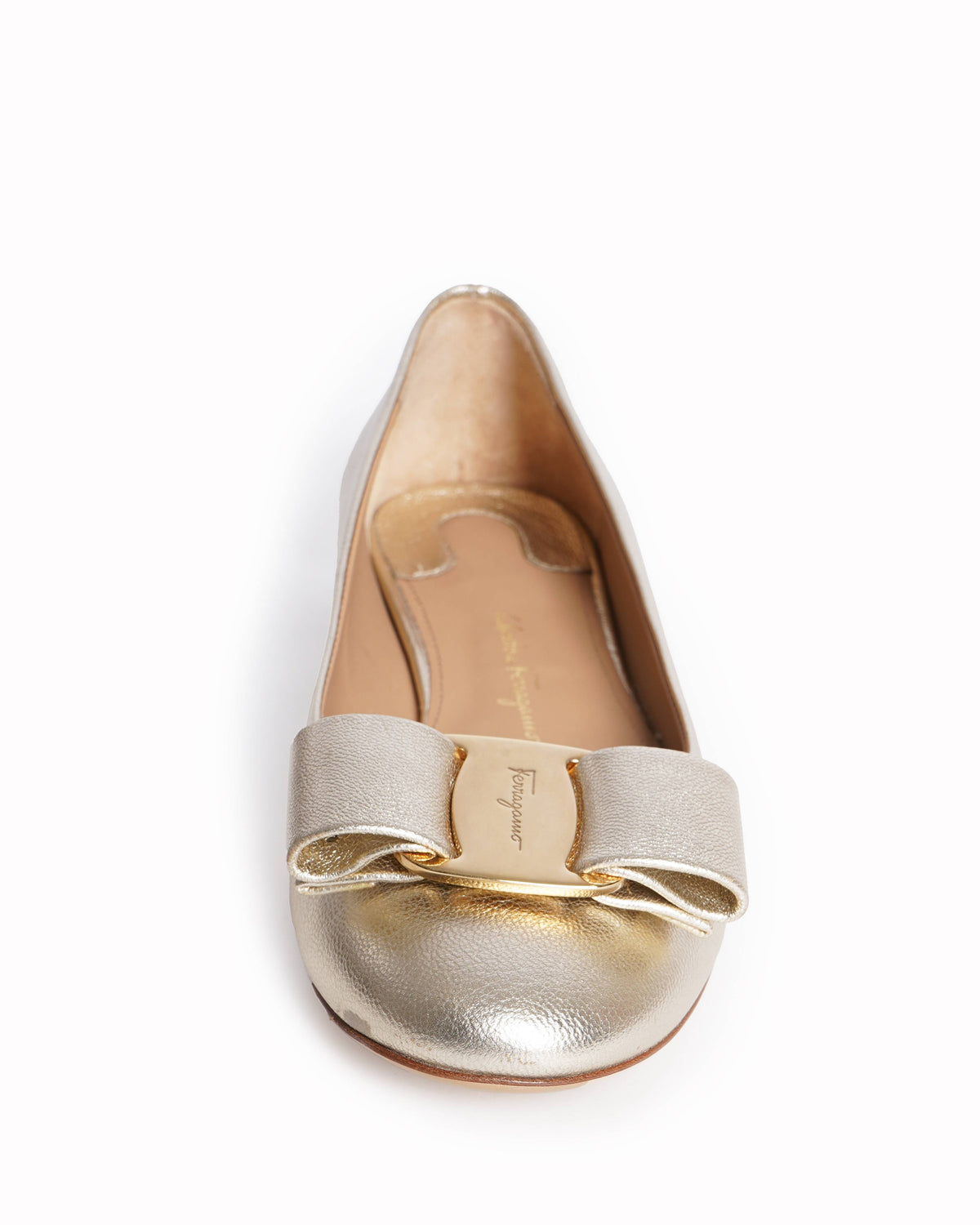 Salvatore Ferragamo leather Ballet Flats in Gold