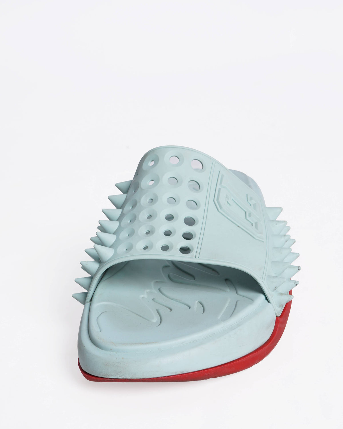 Christian Louboutin
Take It Easy perforated spiked slides in mint green