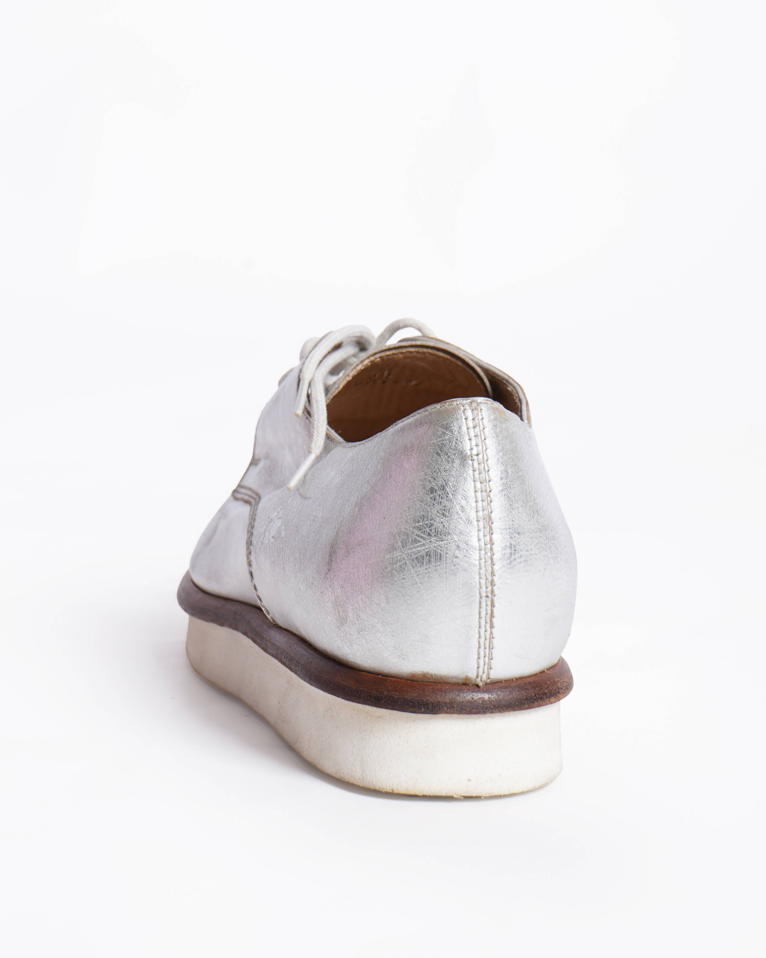 Tod's Metallic Silver Lace-Up Office Shoes