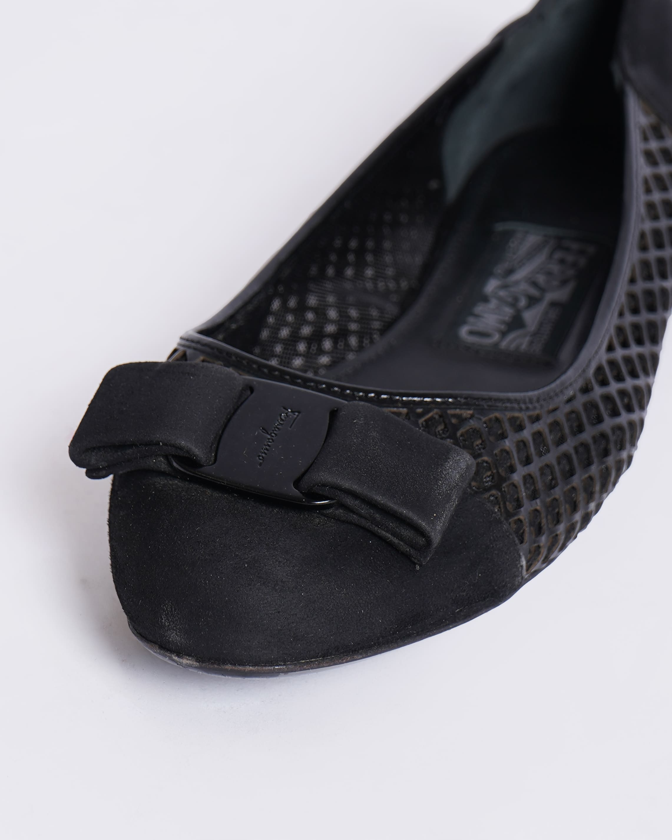 Salvatore Ferragamo Vara Black Leather Ballet Flats