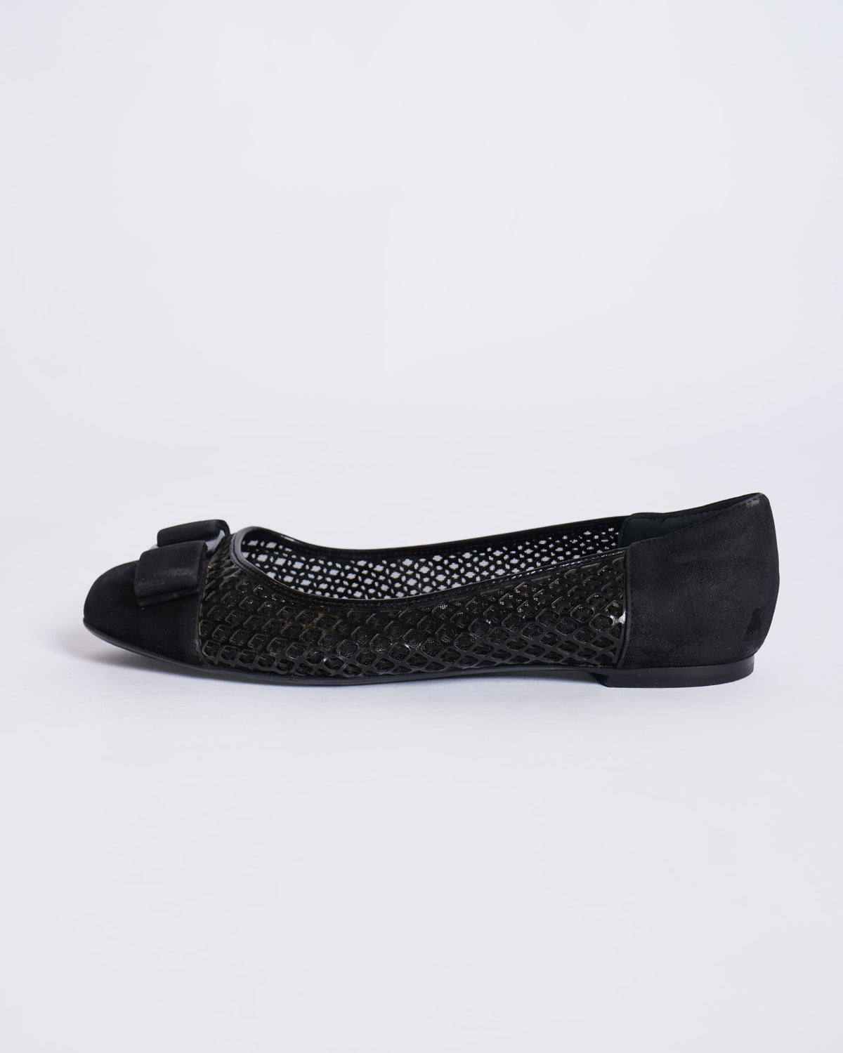 Salvatore Ferragamo Vara Black Leather Ballet Flats