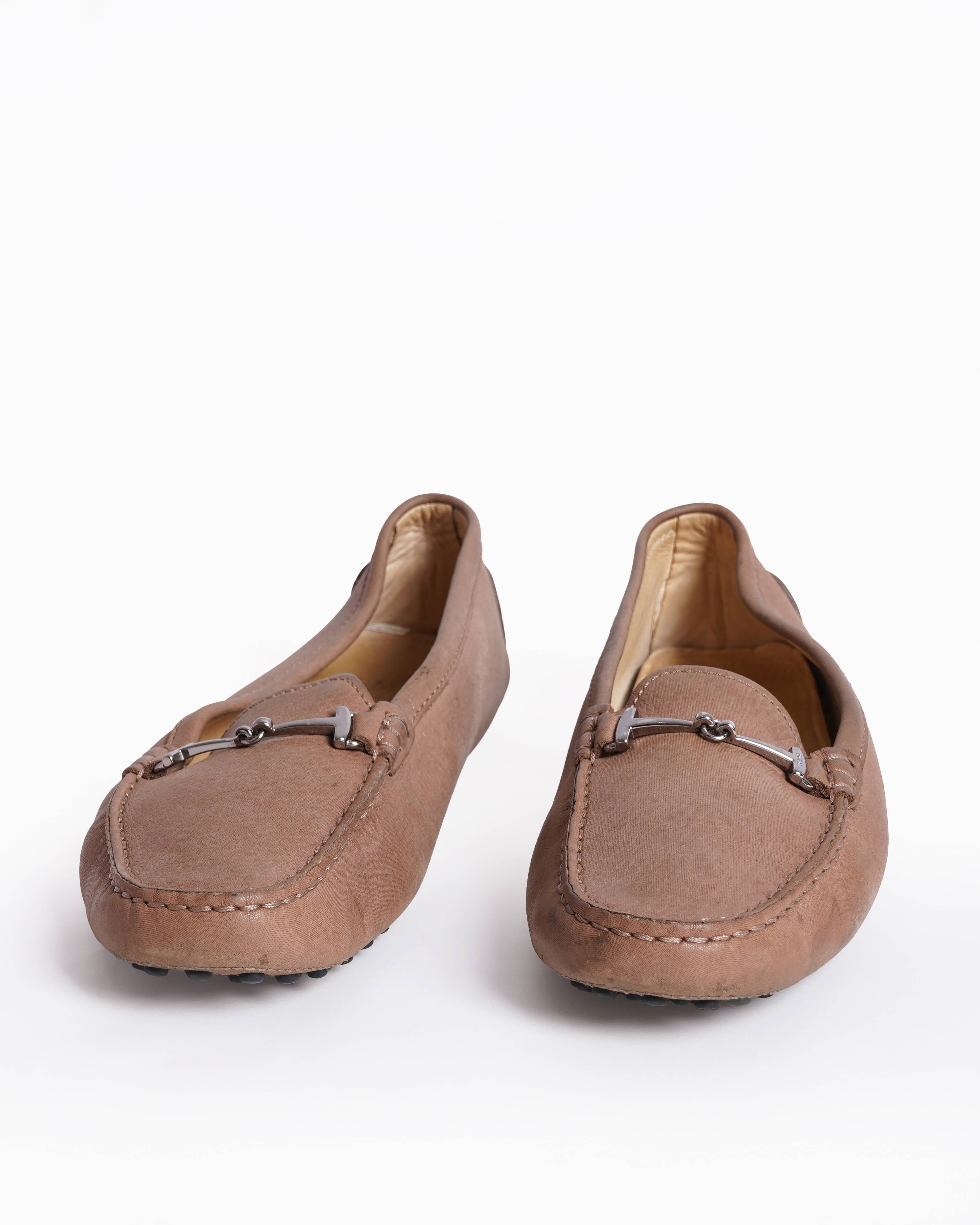 Tod's Tan Leather Buckle Slip On Loafers