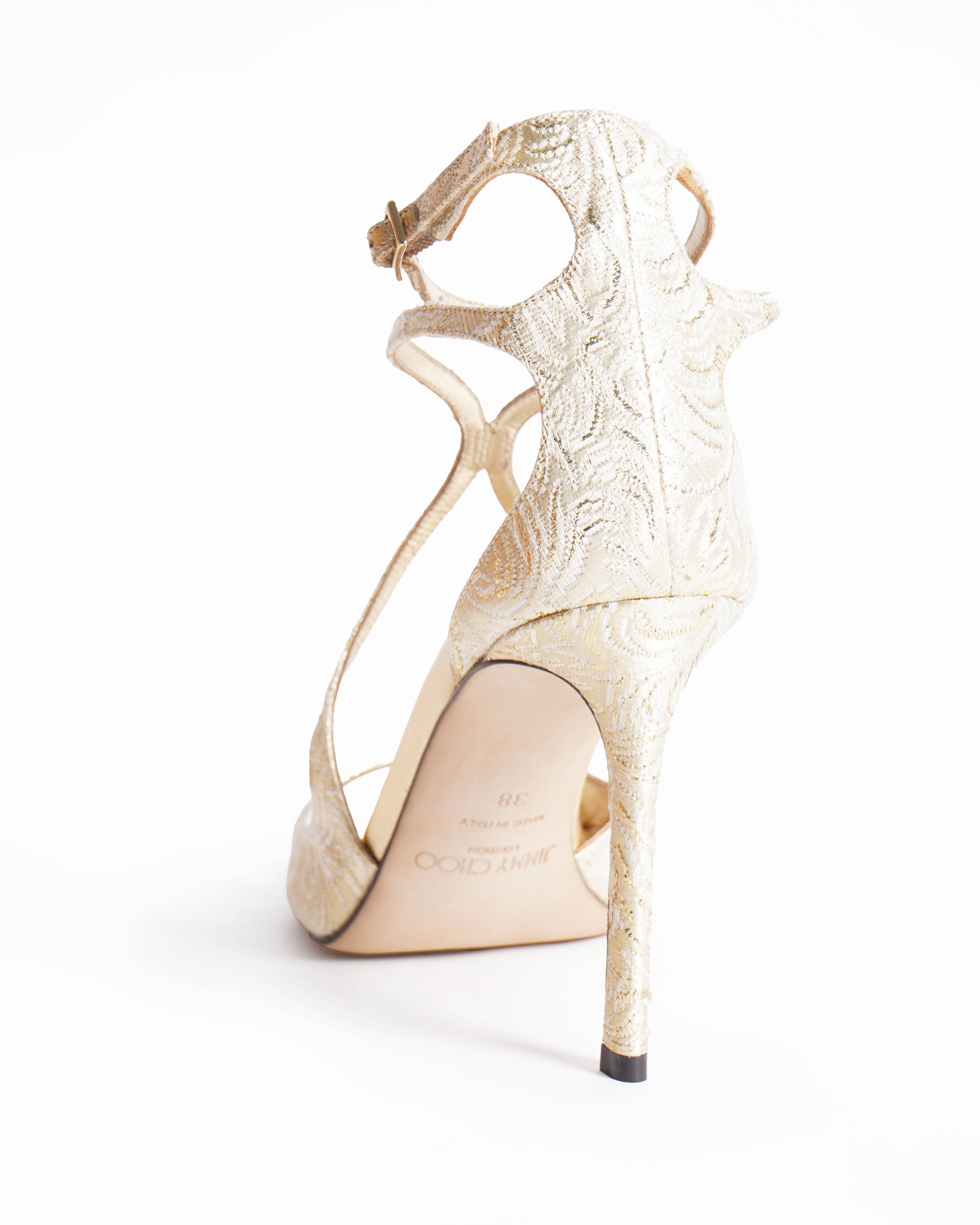 Jimmy Choo Ankle Strap Gold Tone Heels