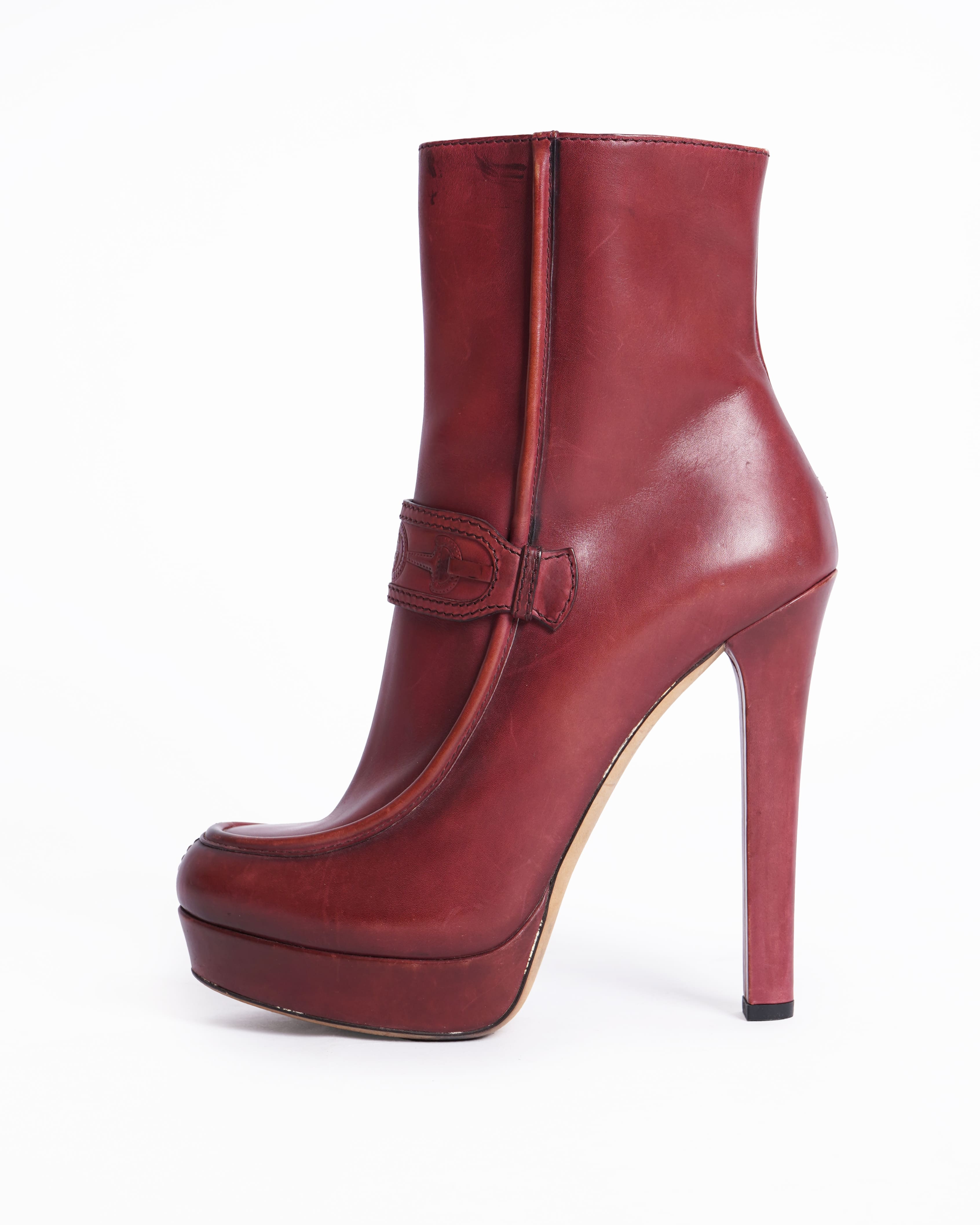 Gucci Burgundy Leather Boots