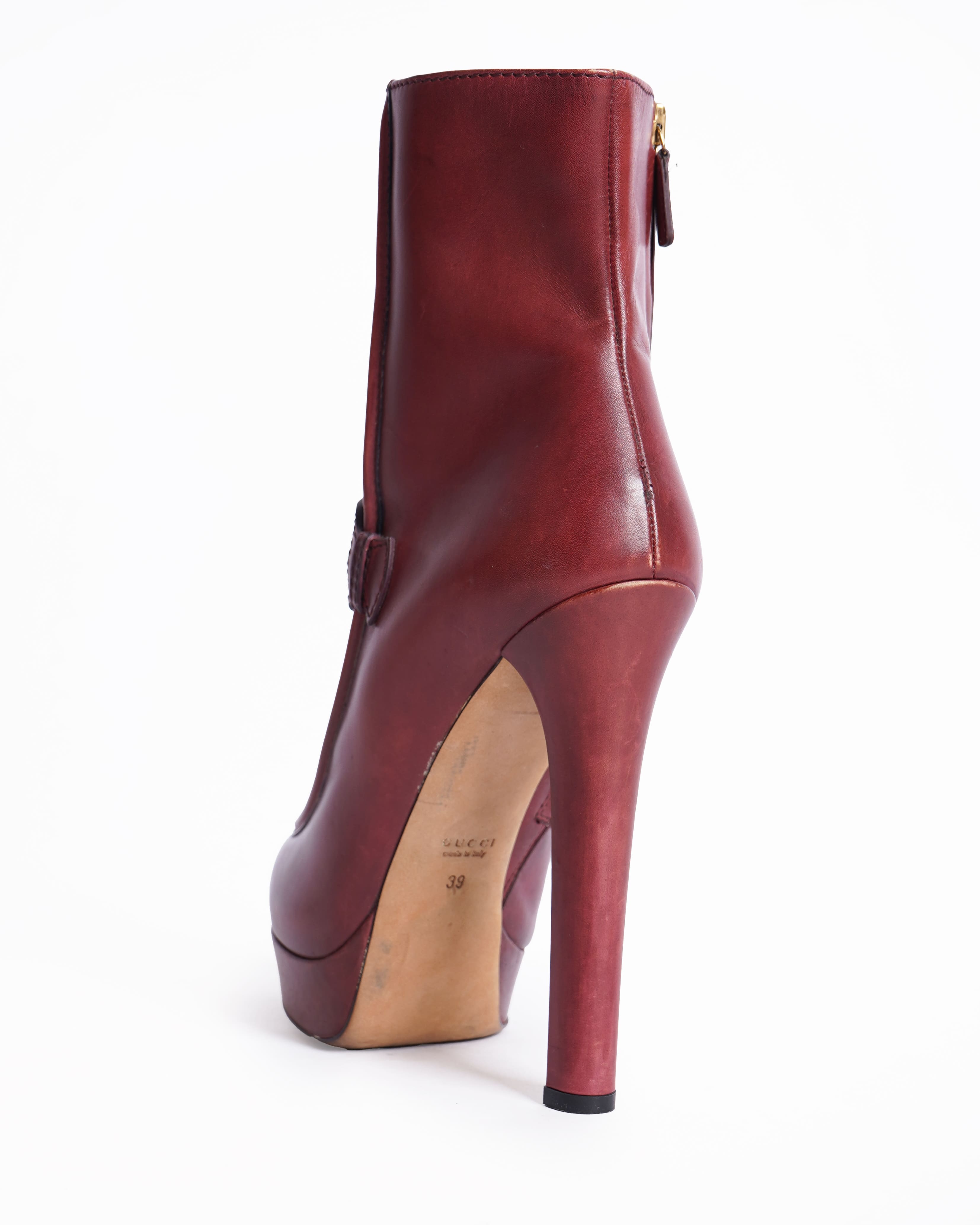 Gucci Burgundy Leather Boots