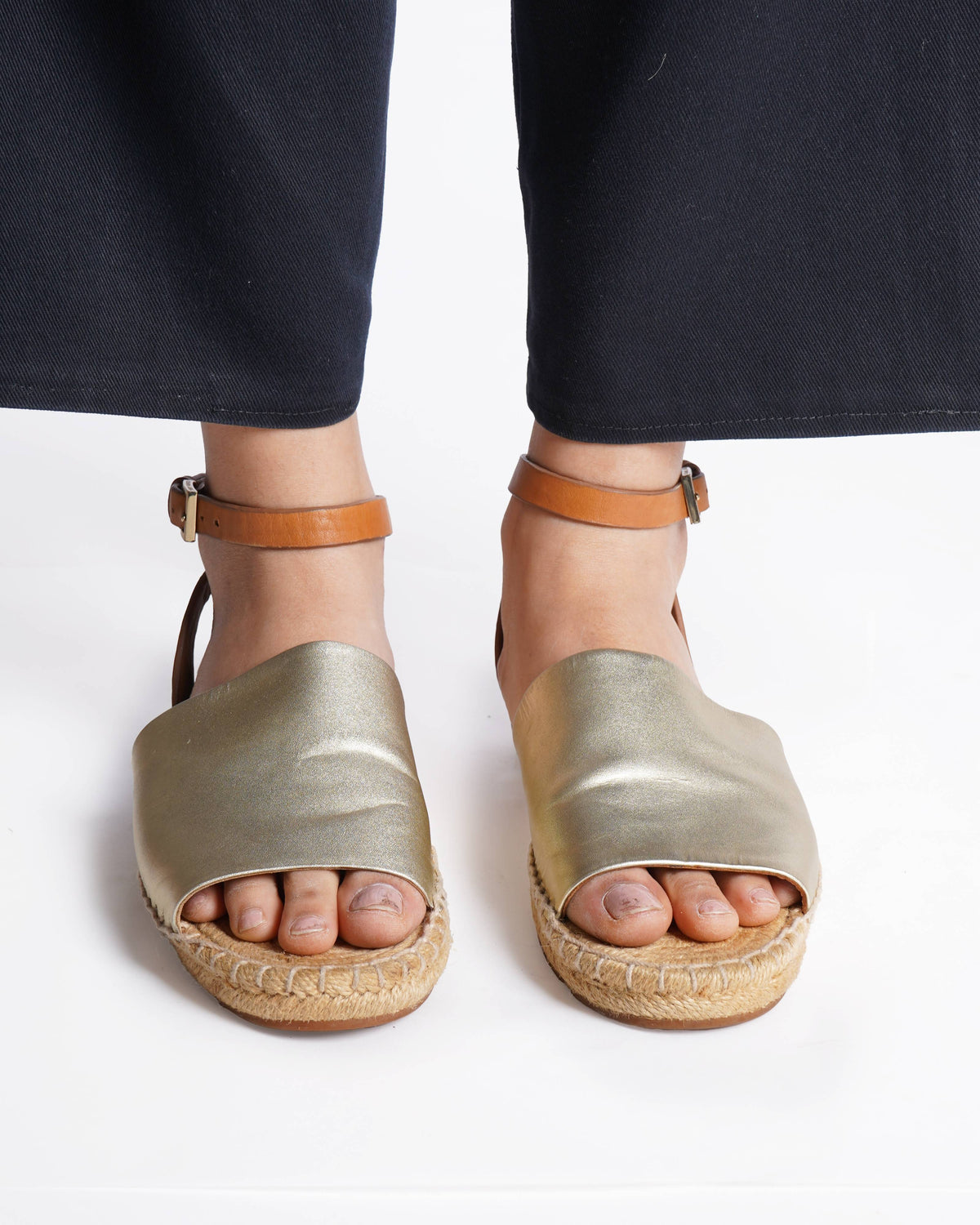 Tory burch metallic espadrille sandals