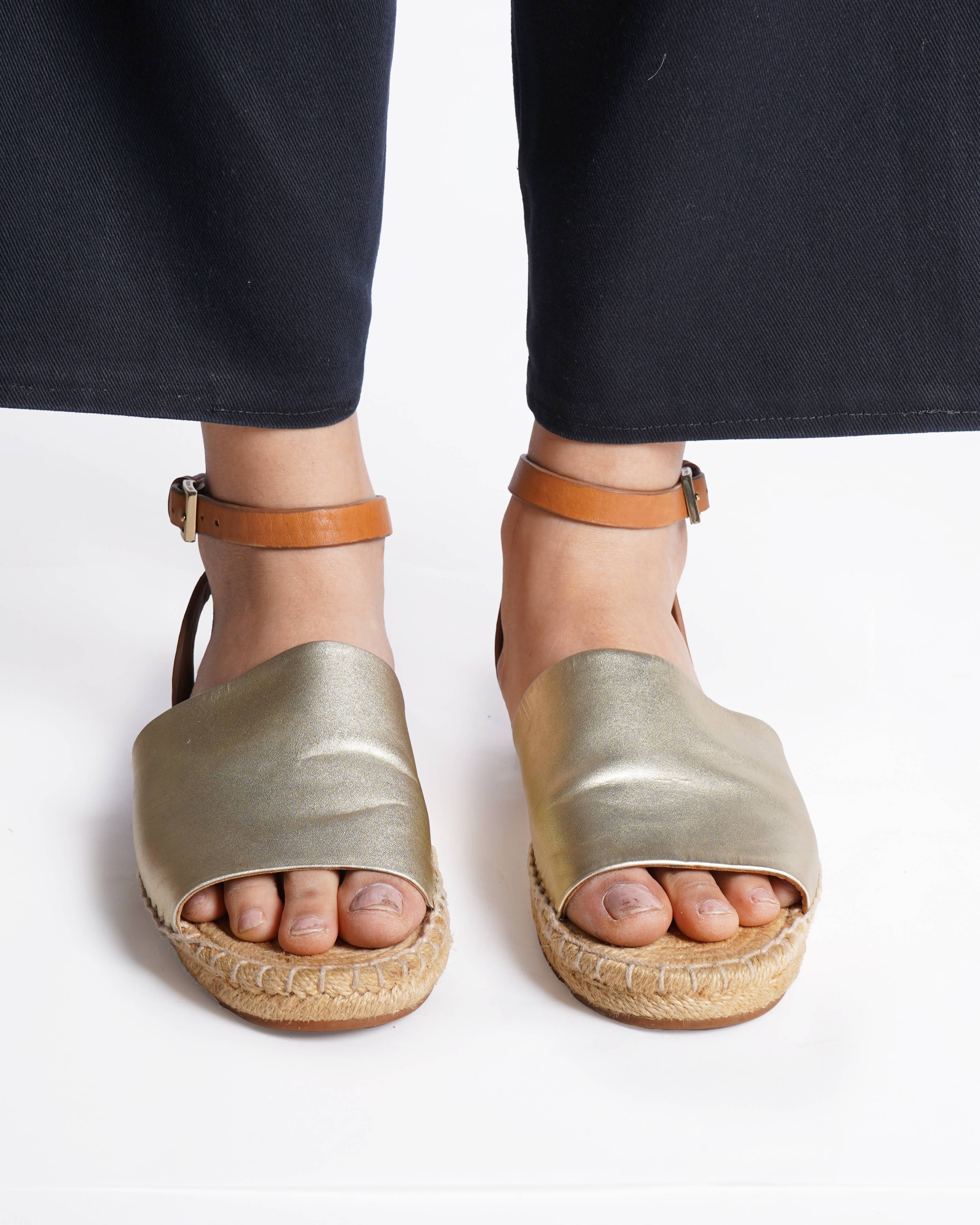 Tory burch metallic espadrille sandals