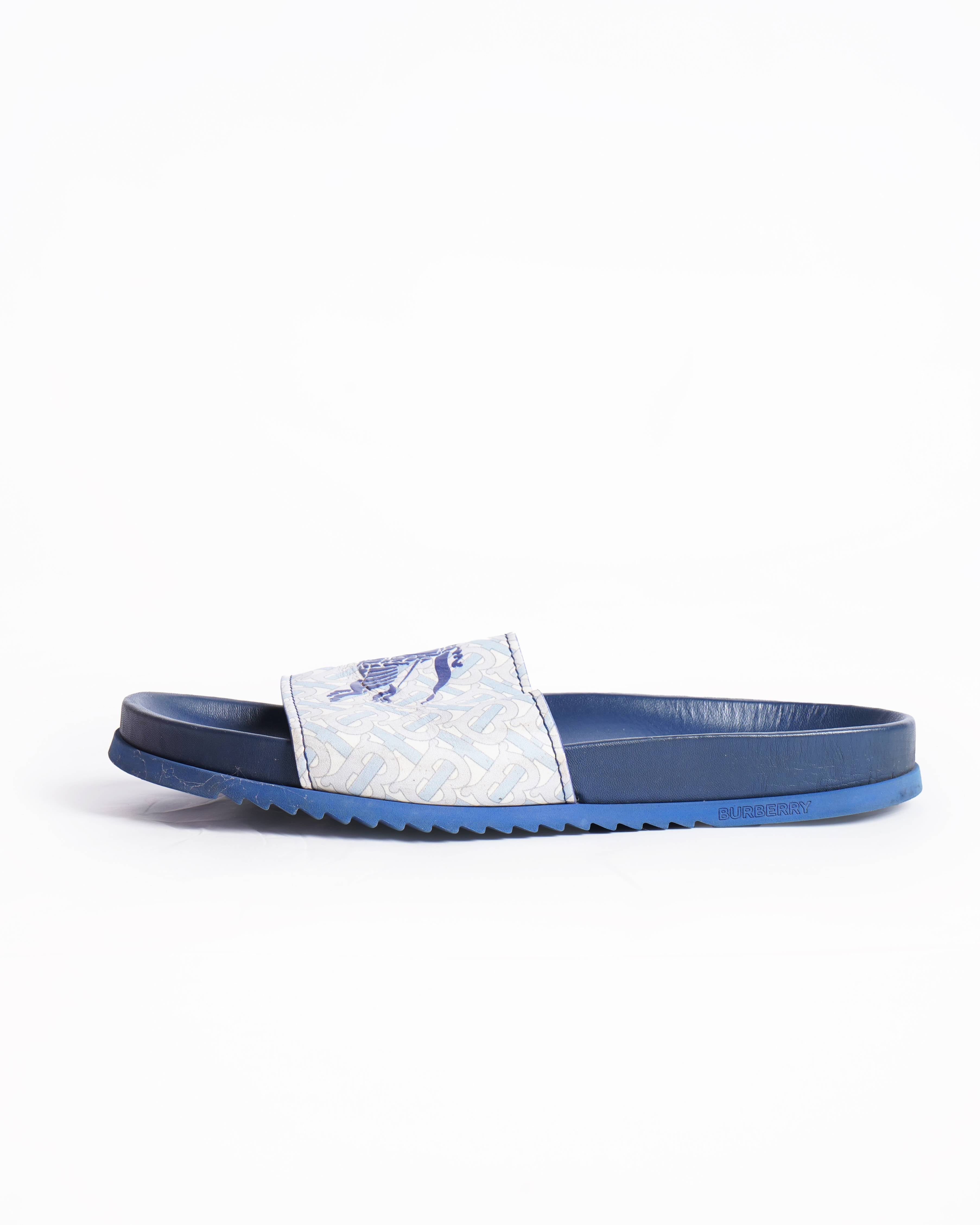 Burberry blue EKD Monogram Slides