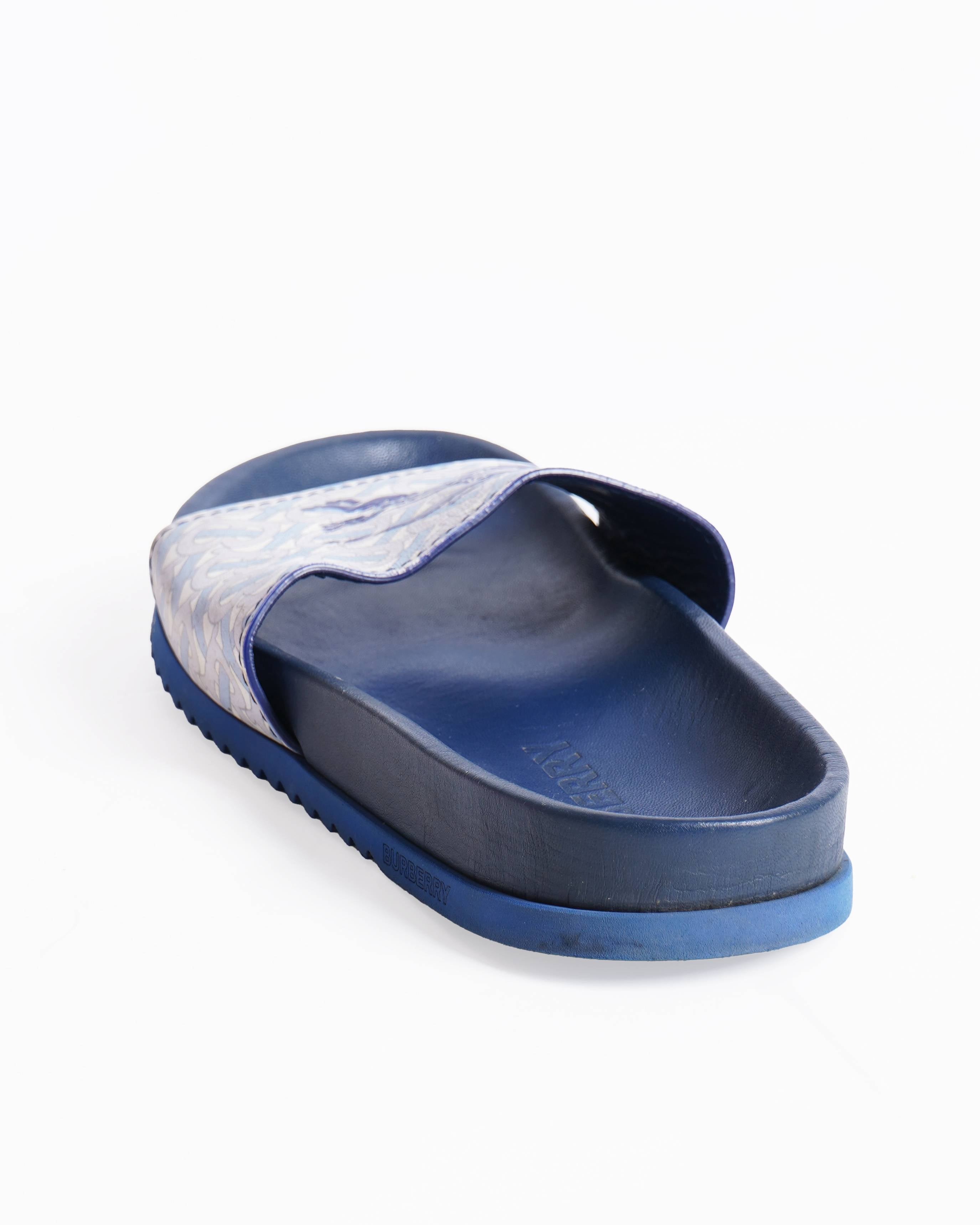 Burberry blue EKD Monogram Slides