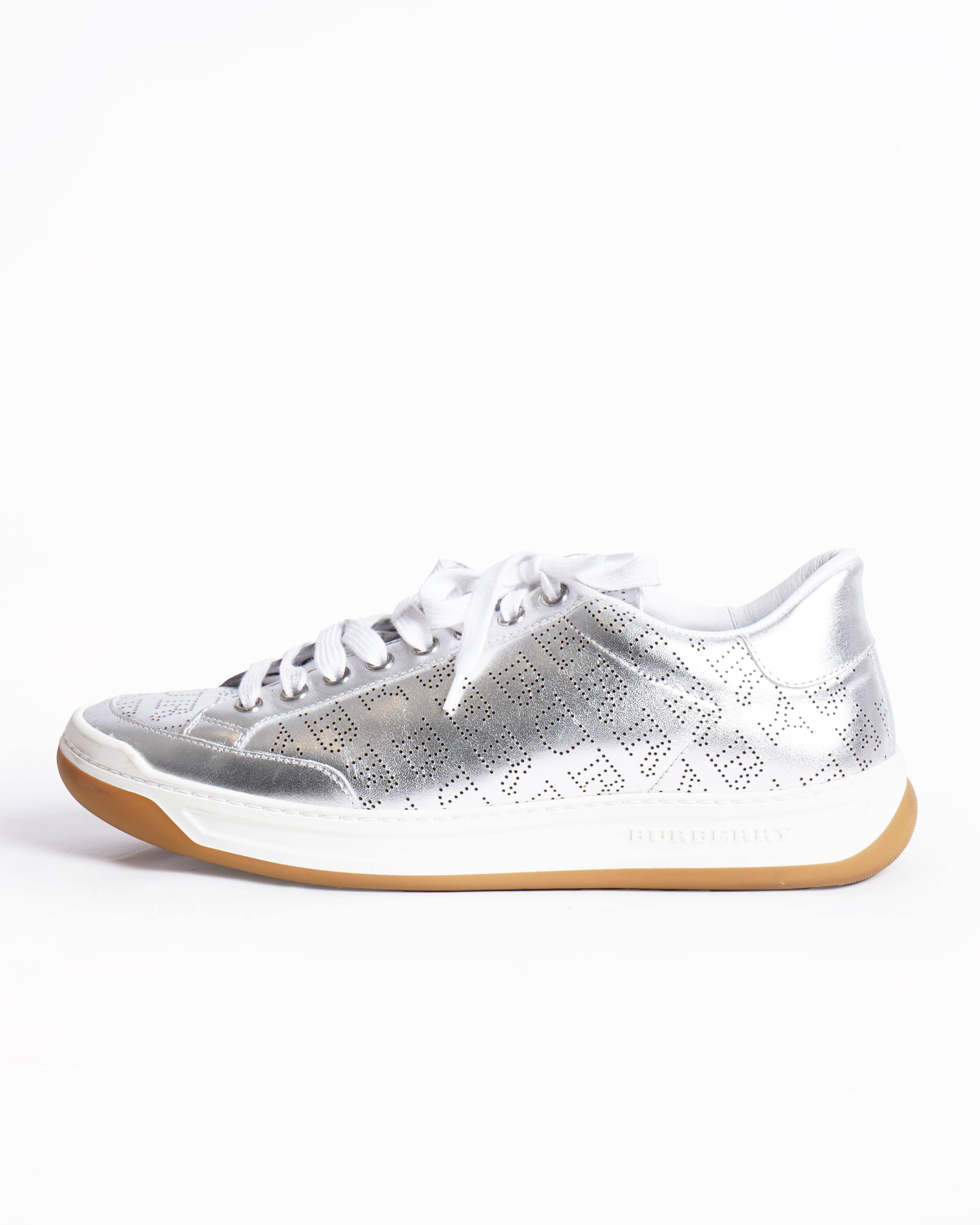 New Burberry metallic timsbury low top sneakers