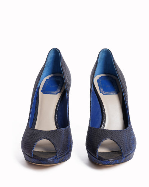 Christian Dior Python Leather Peep Toe Pumps
