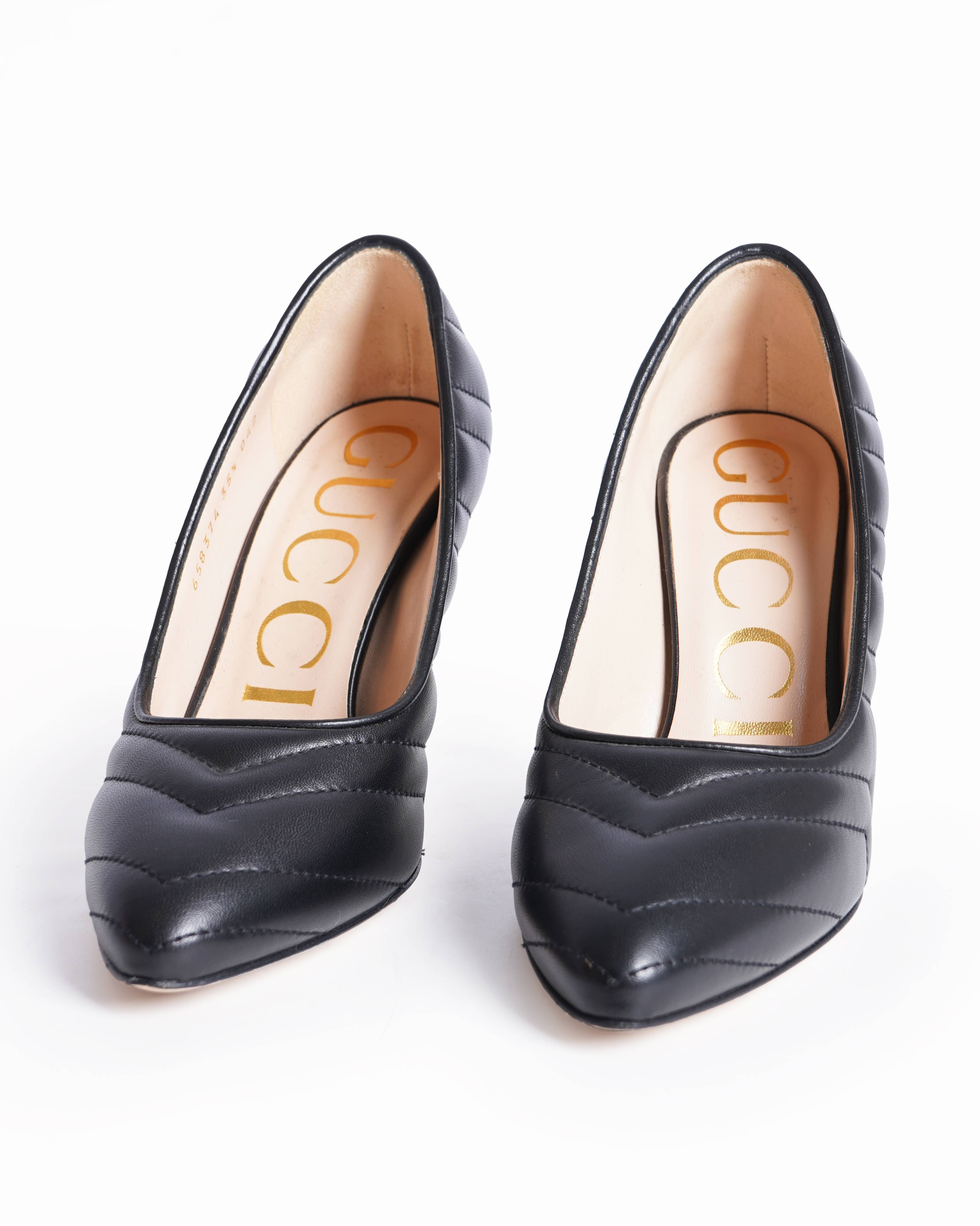 Gucci Black Pumps WIth Quilted Leather