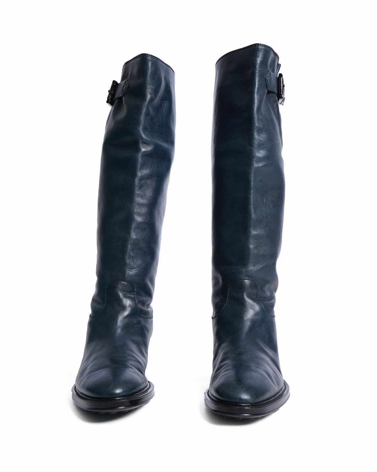 Tod's green leather knee high boots