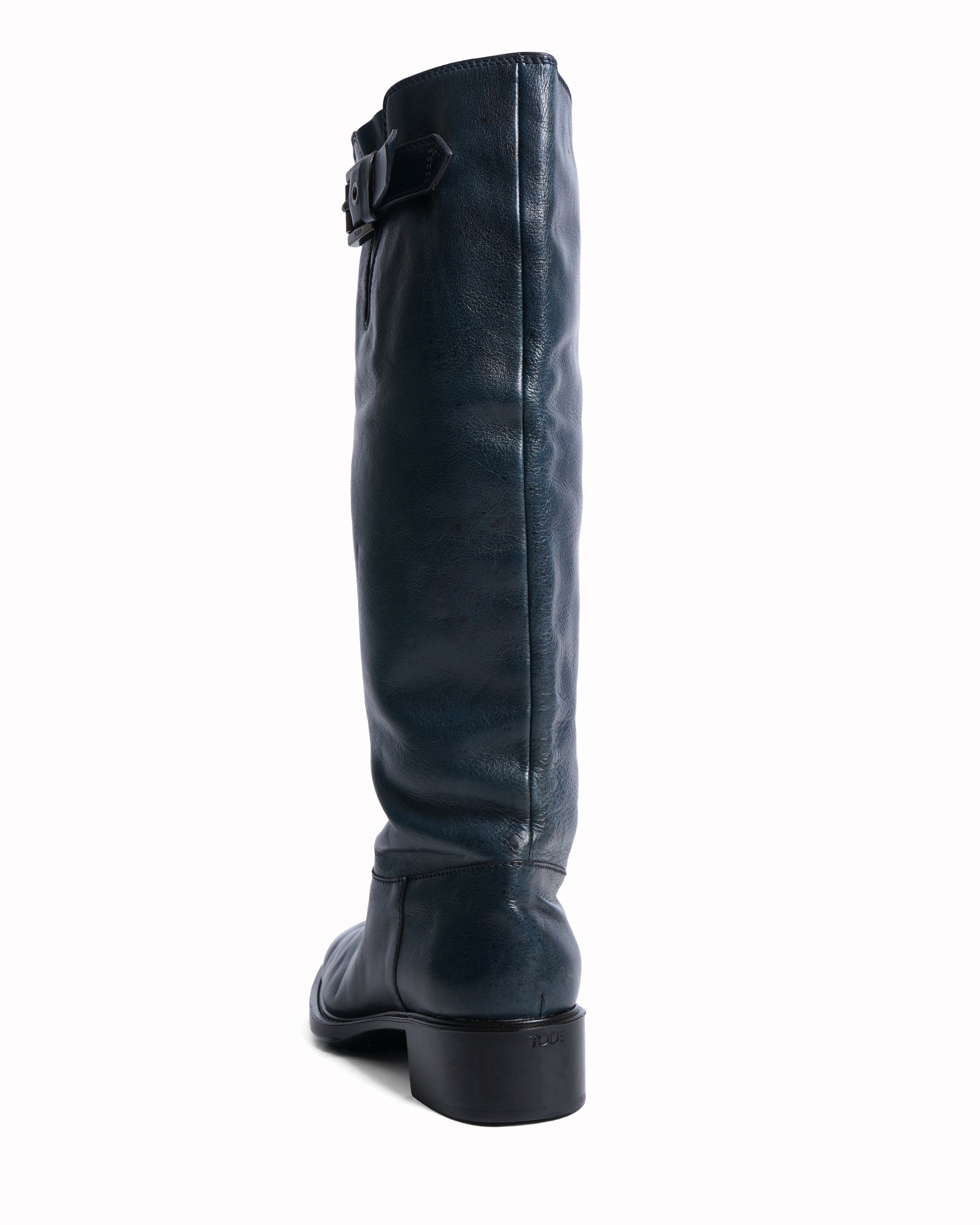 Tod's green leather knee high boots