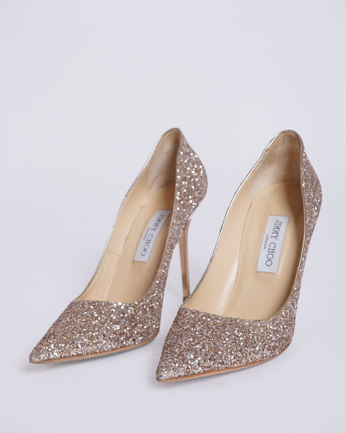 Jimmy Choo Heels in silver glitter