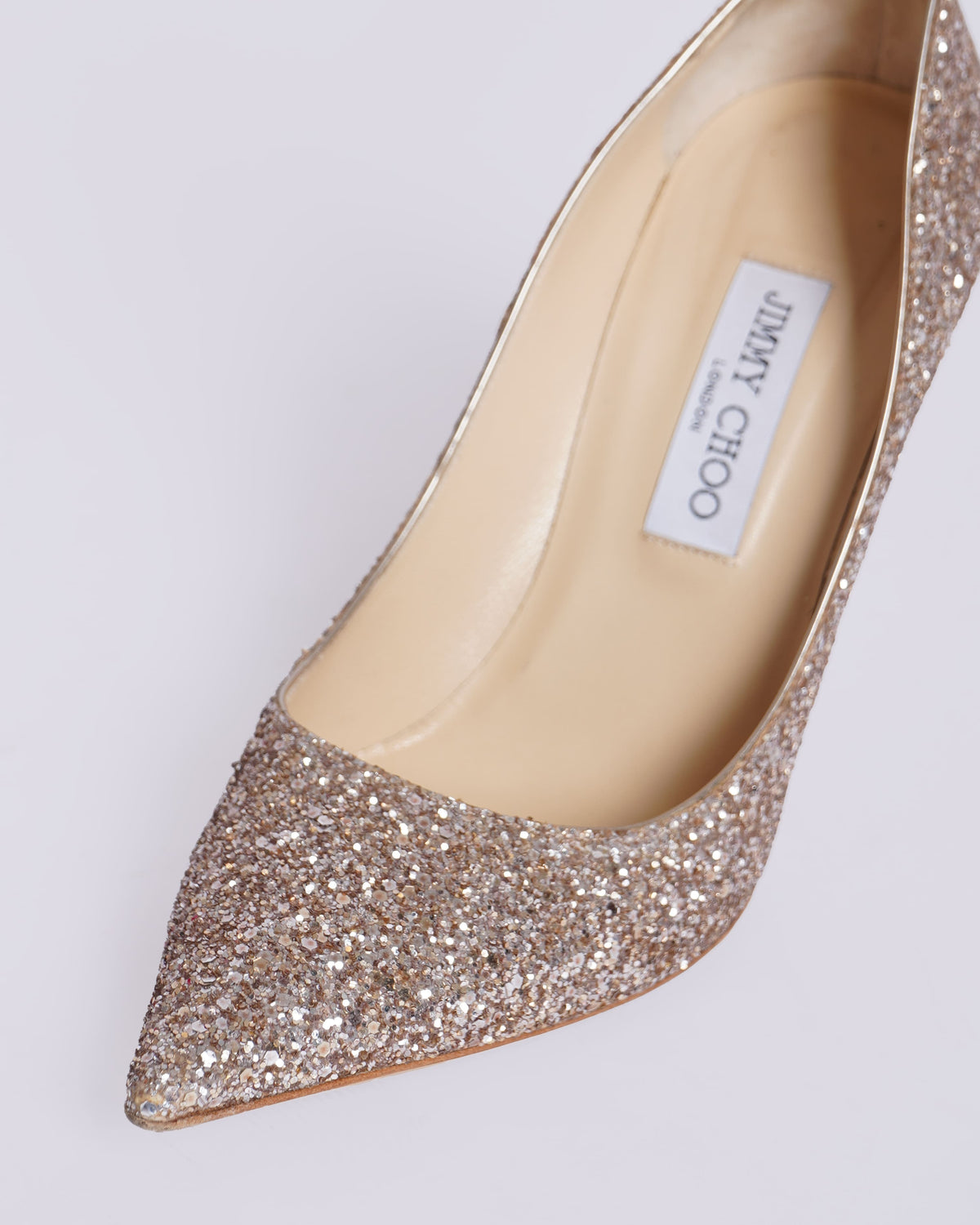 Jimmy Choo Heels in silver glitter