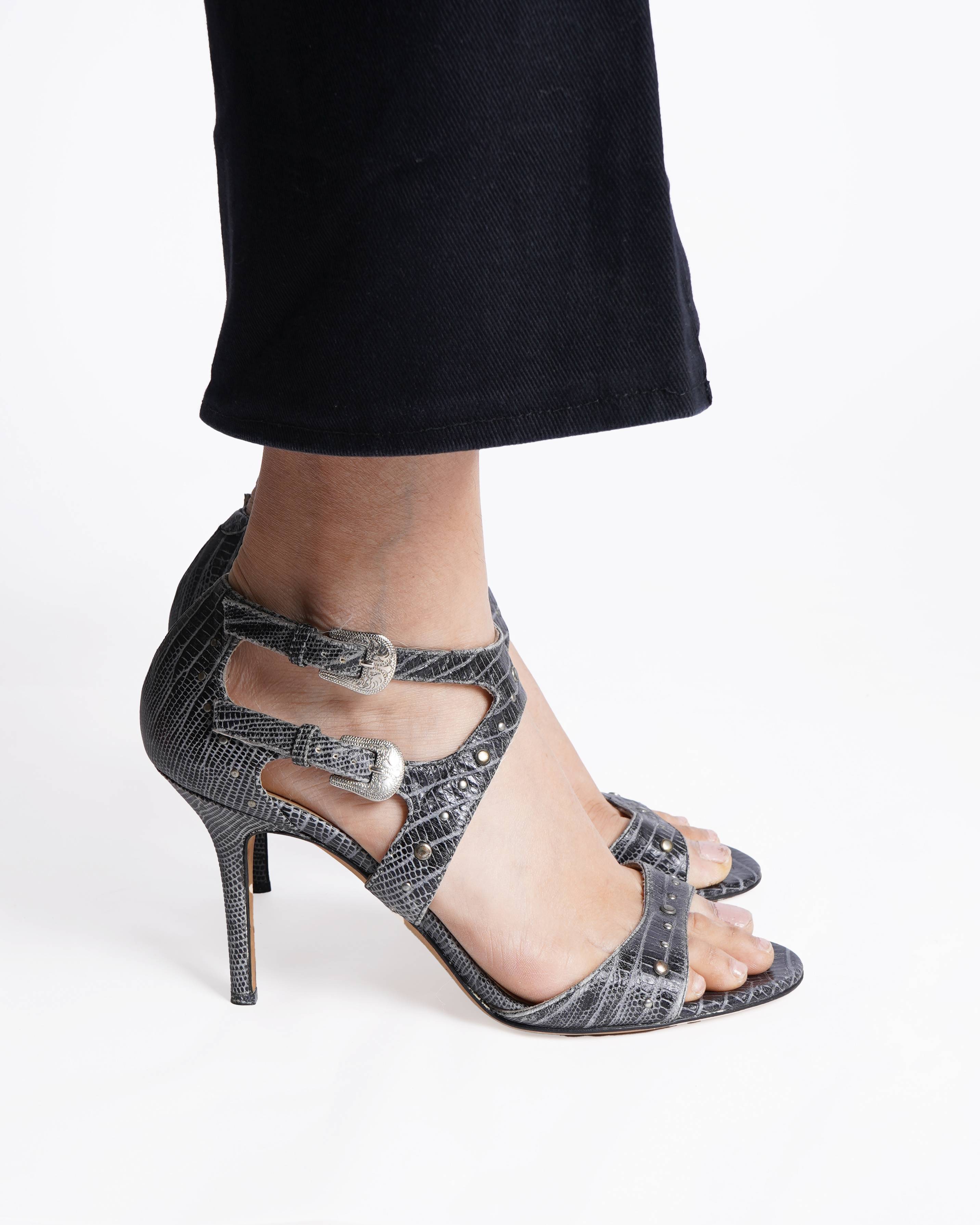 Jimmy Choo Virtue Snake Print Crisscross Peep Toe Strappy Sandals