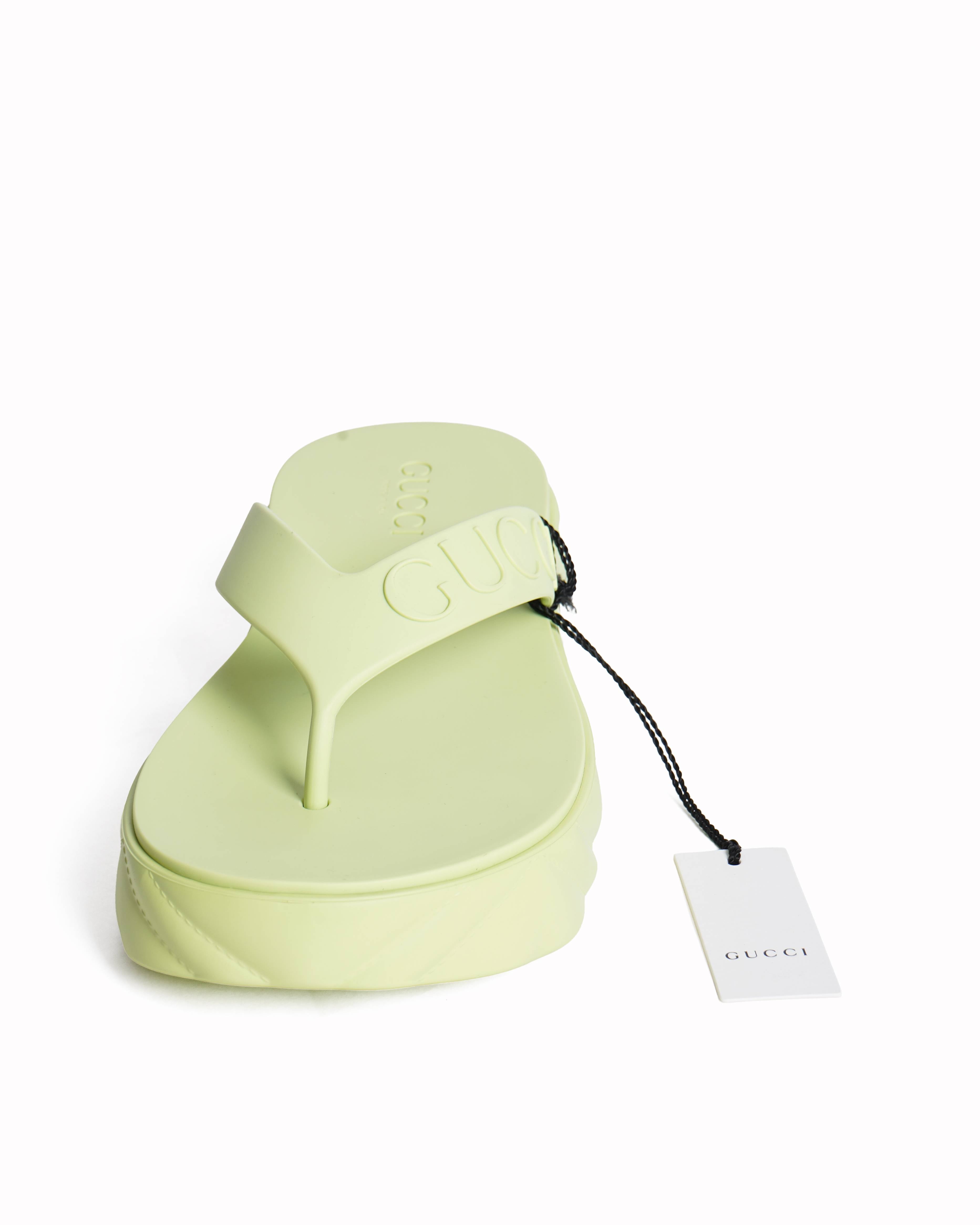 New Gucci neon lime green platform Sandals