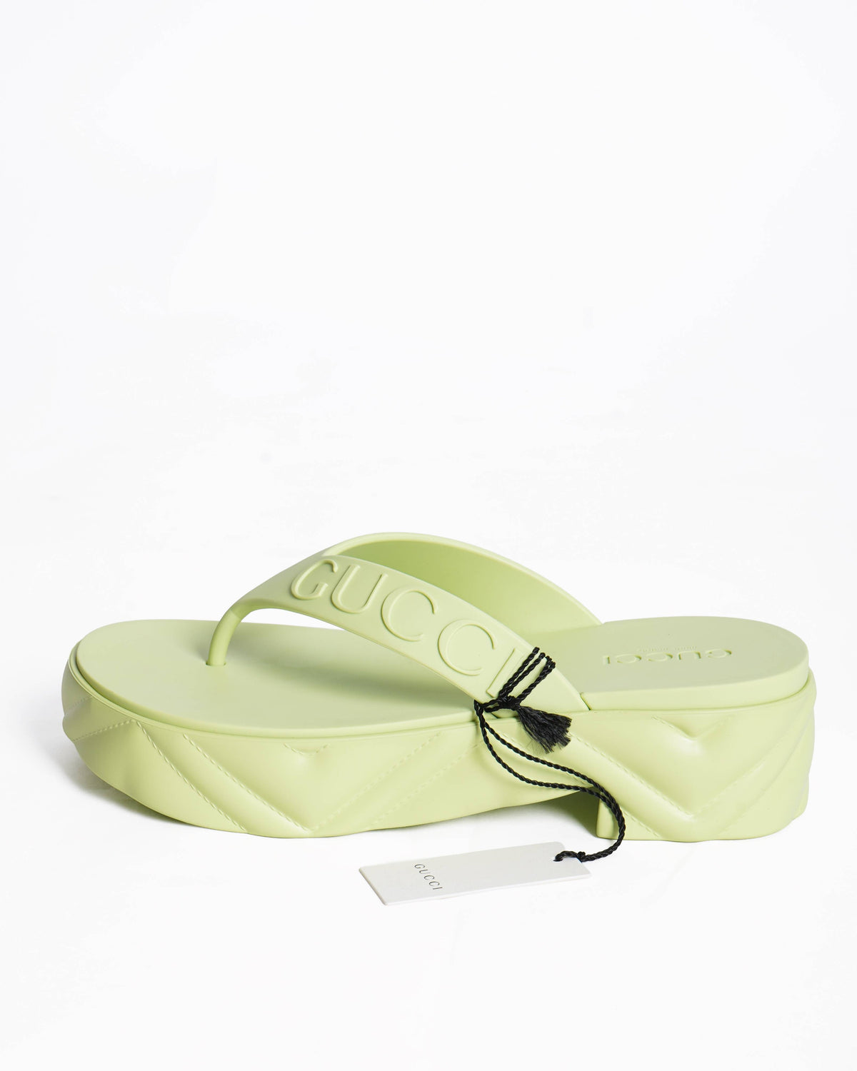 New Gucci neon lime green platform Sandals